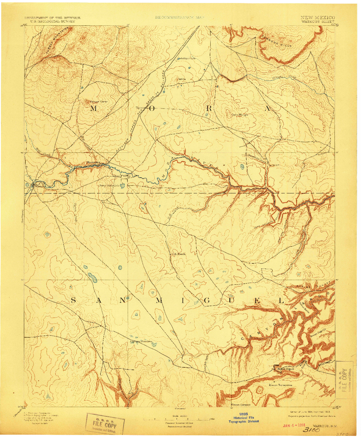 USGS 1:125000-SCALE QUADRANGLE FOR WATROUS, NM 1894