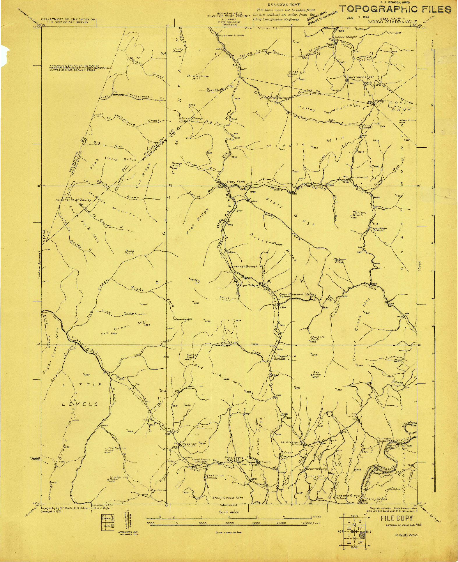 USGS 1:48000-SCALE QUADRANGLE FOR MINGO, WV 1923