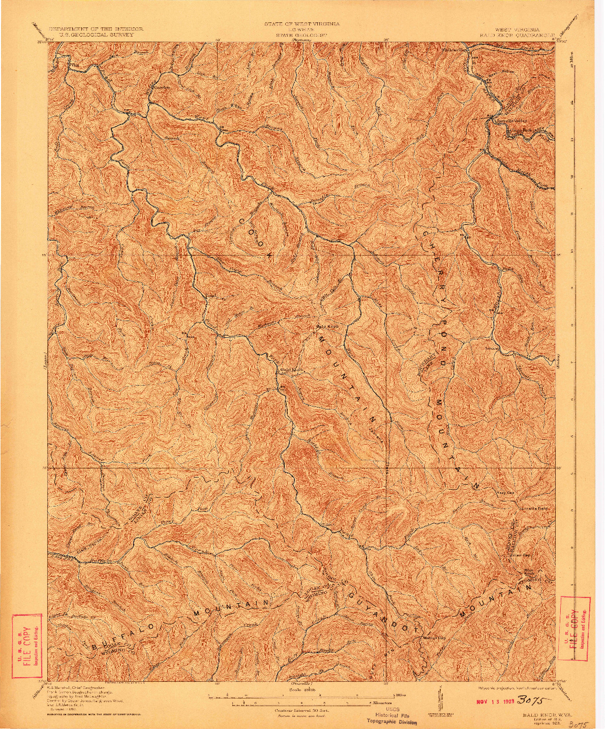 USGS 1:62500-SCALE QUADRANGLE FOR BALD KNOB, WV 1912