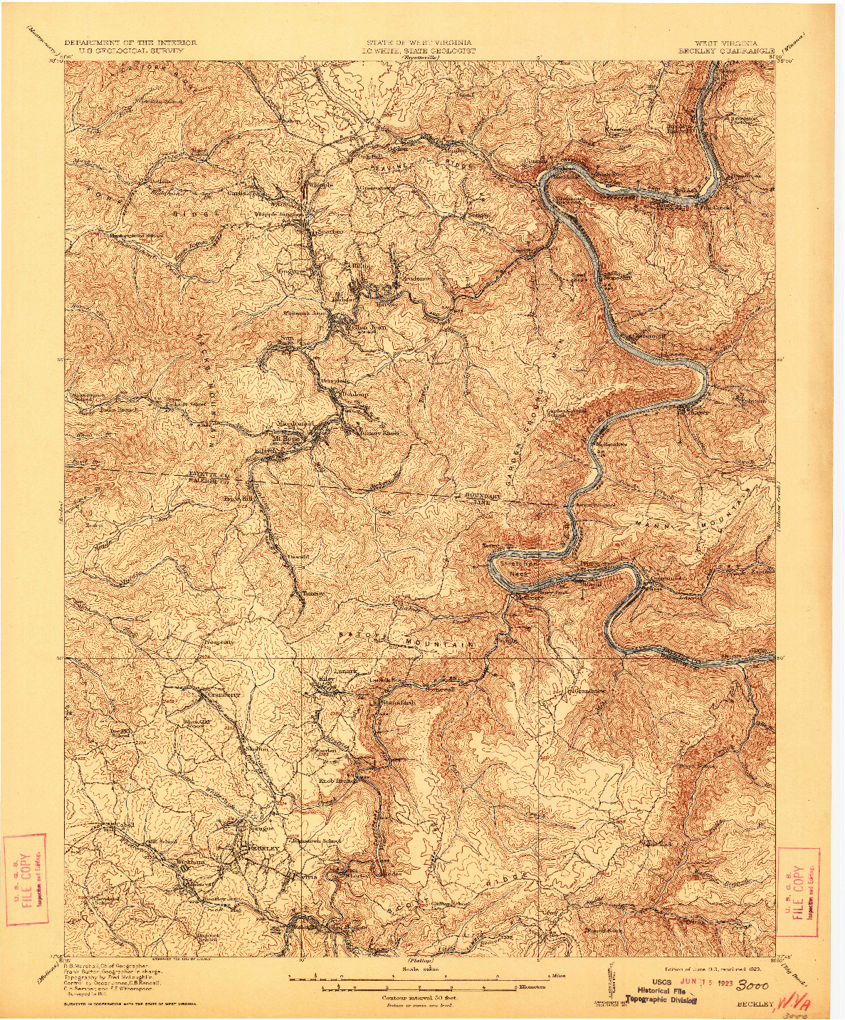 USGS 1:62500-SCALE QUADRANGLE FOR BECKLEY, WV 1913