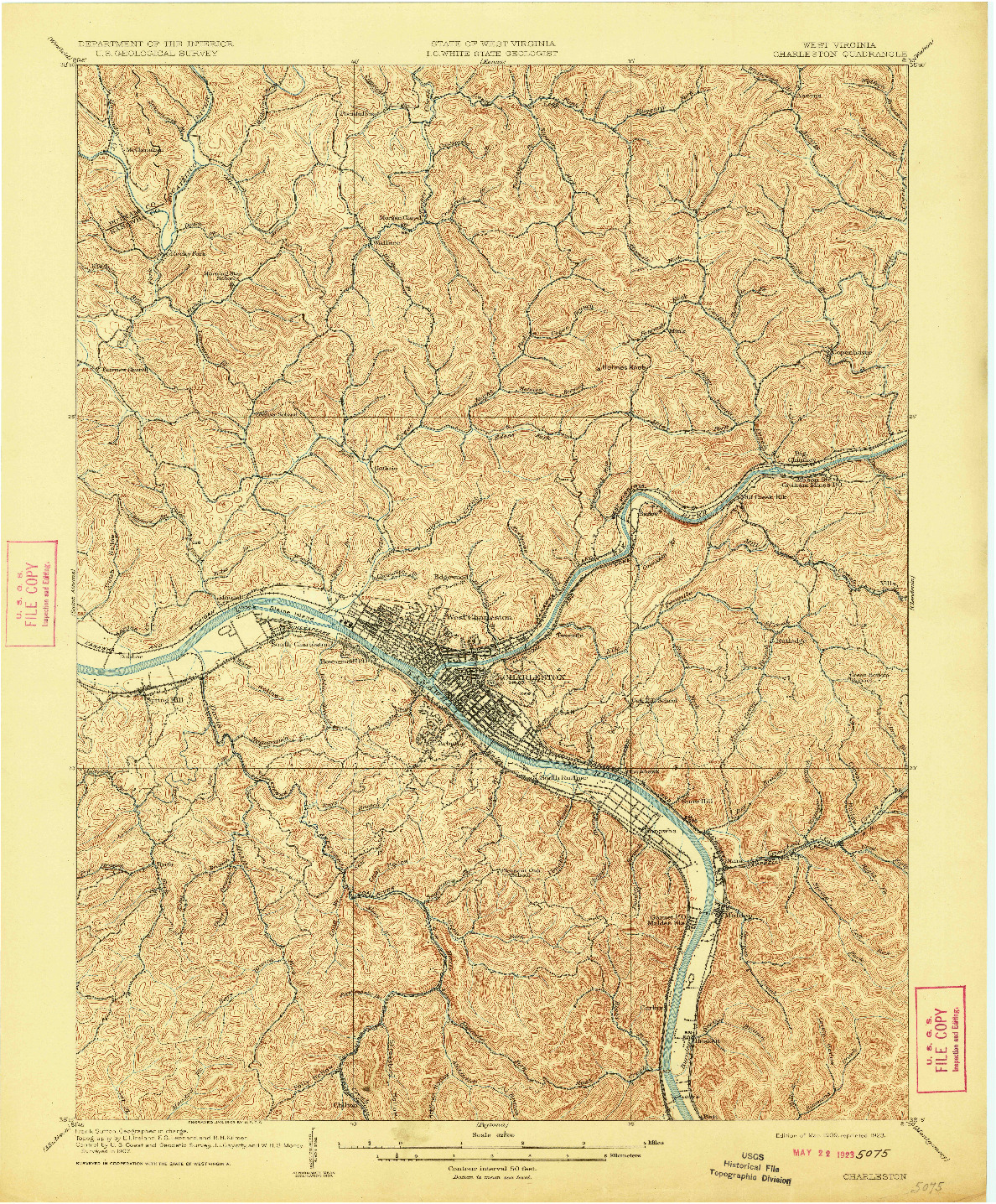 USGS 1:62500-SCALE QUADRANGLE FOR CHARLESTON, WV 1909