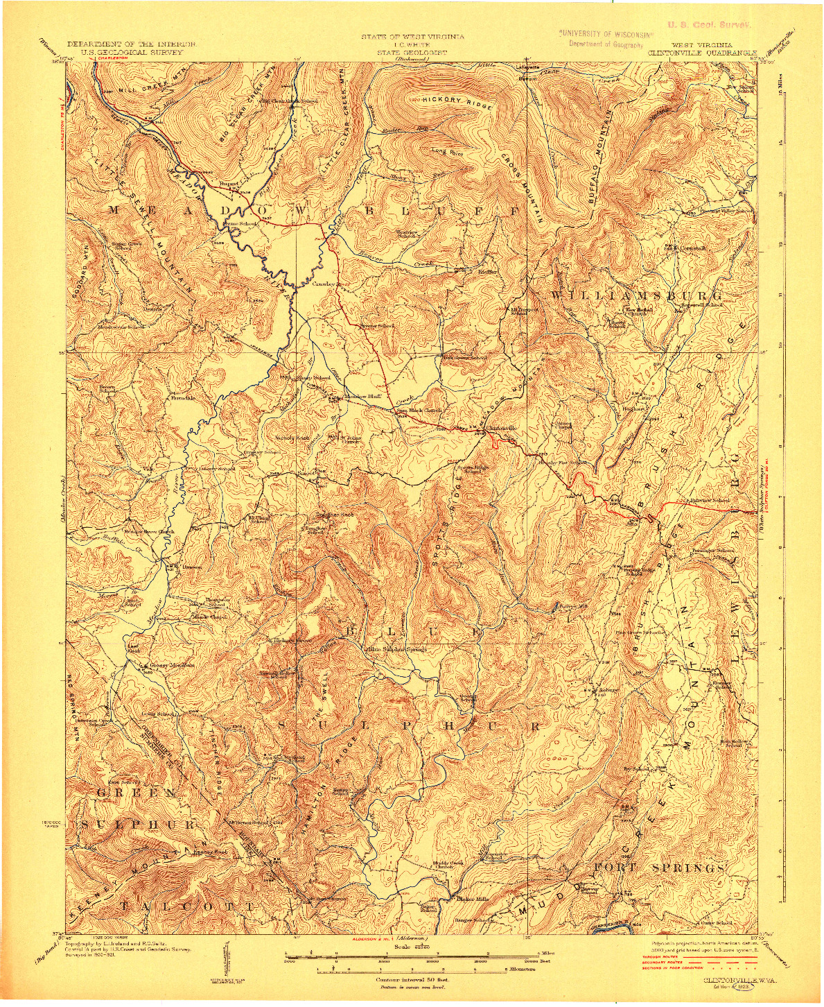 USGS 1:62500-SCALE QUADRANGLE FOR CLINTONVILLE, WV 1923