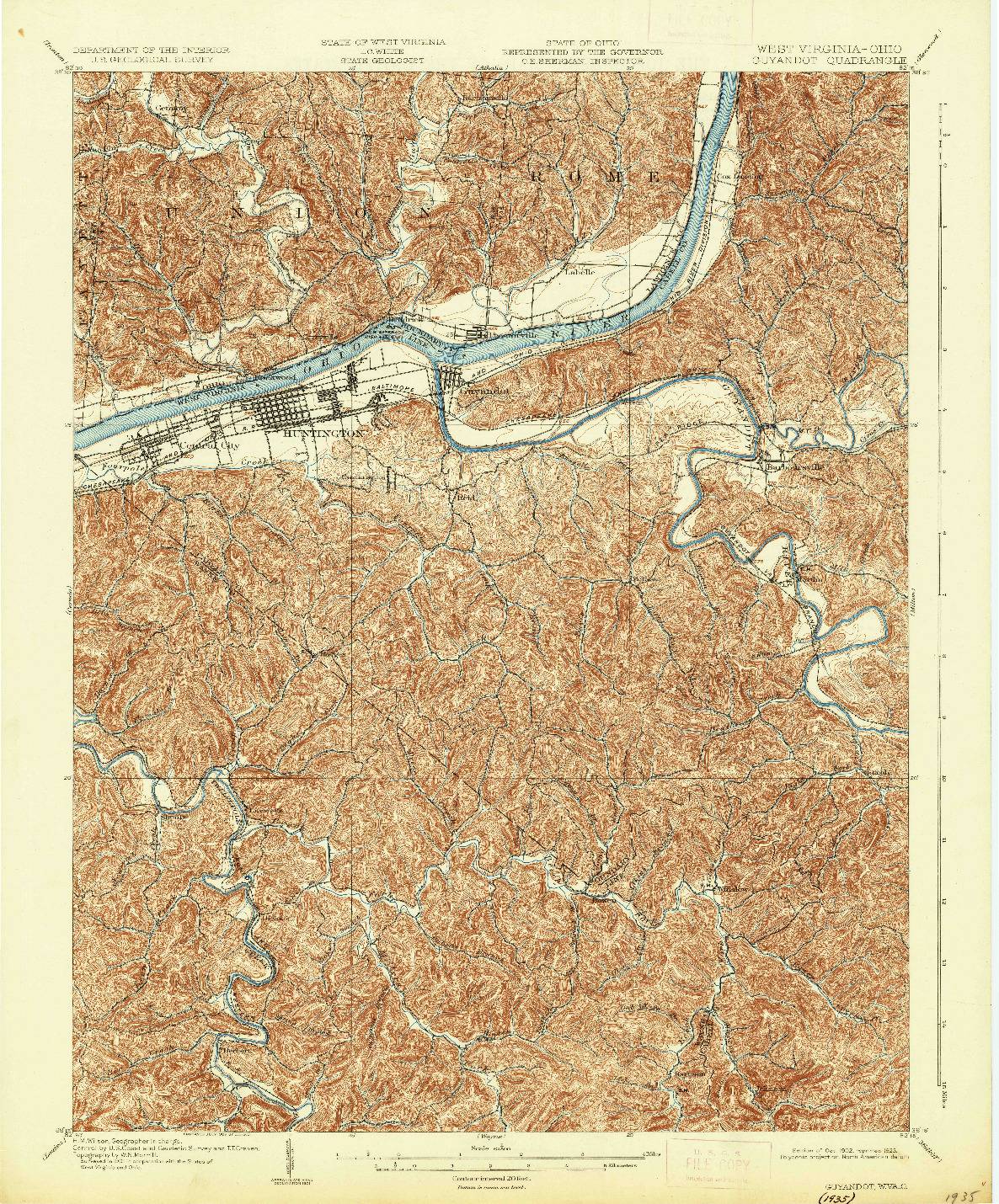 USGS 1:62500-SCALE QUADRANGLE FOR GUYANDOT, WV 1902