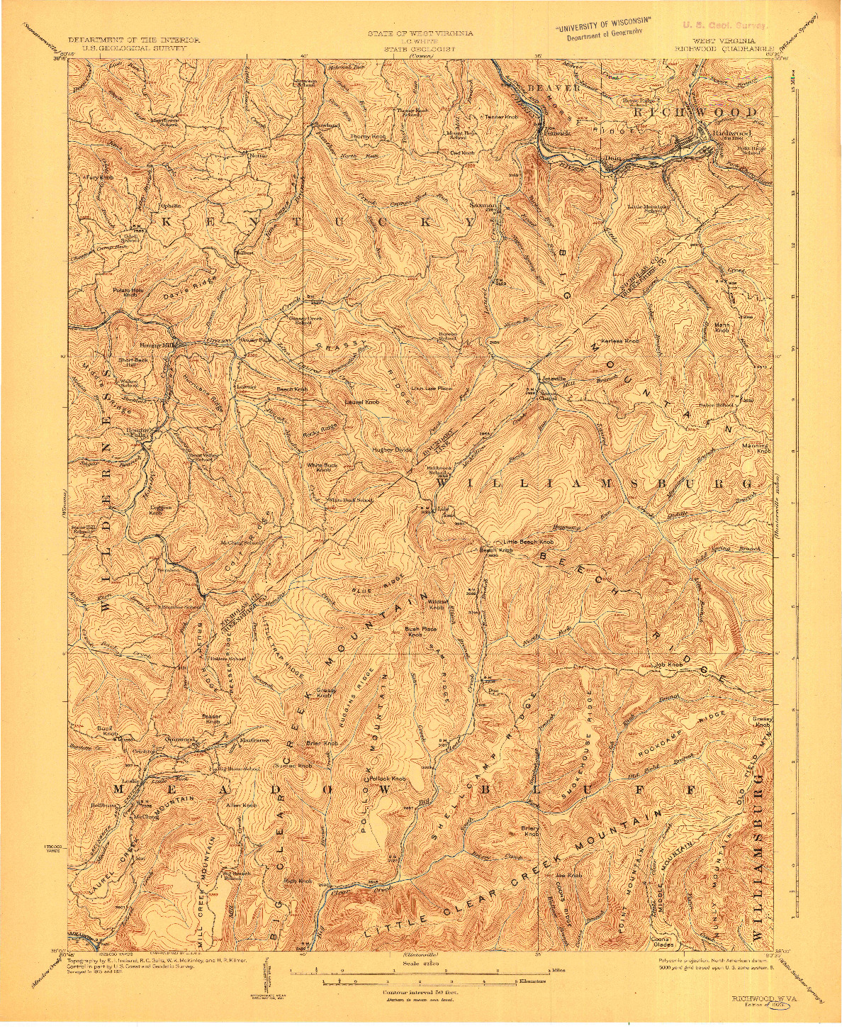 USGS 1:62500-SCALE QUADRANGLE FOR RICHWOOD, WV 1923