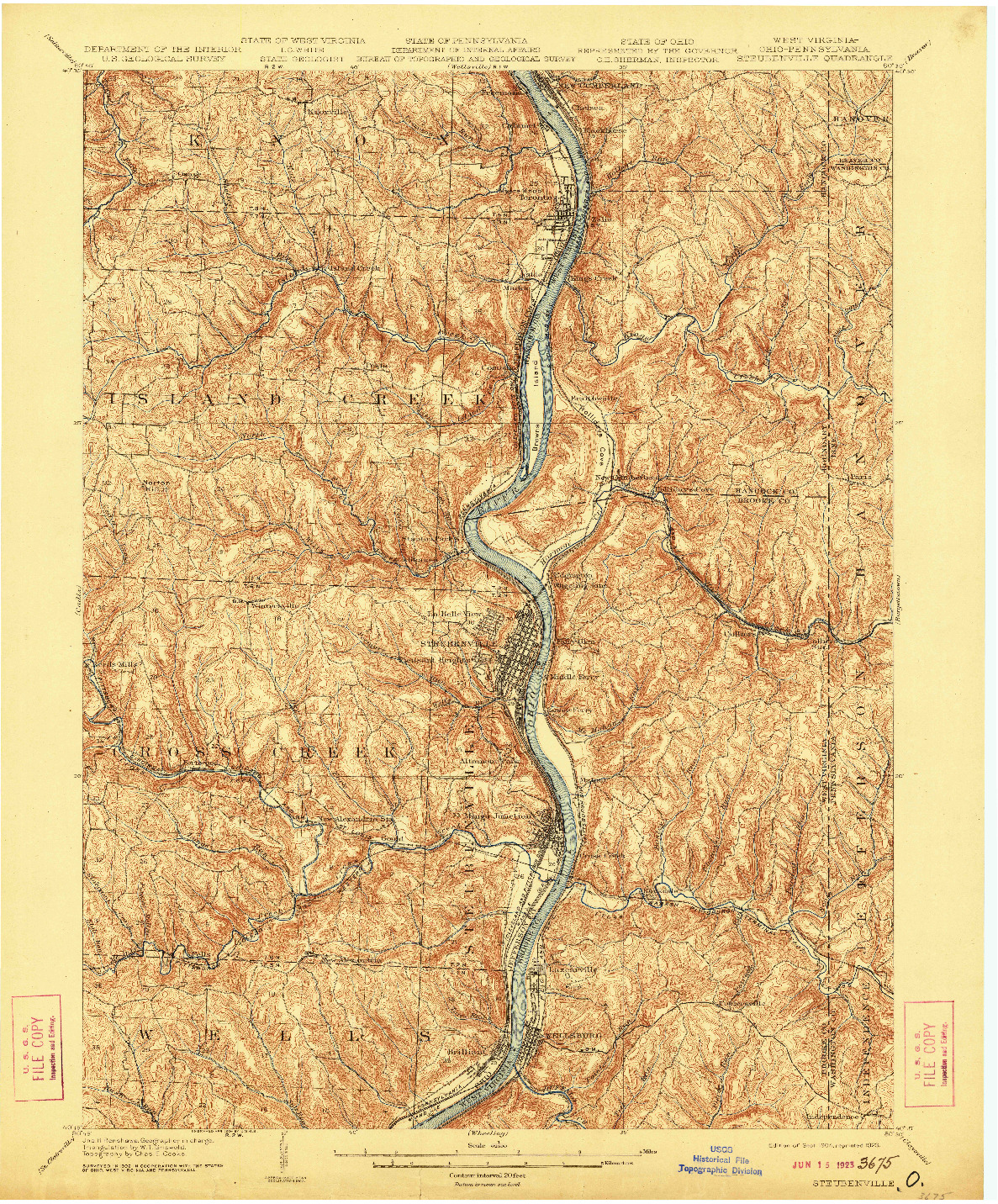 USGS 1:62500-SCALE QUADRANGLE FOR STEUBENVILLE, WV 1904