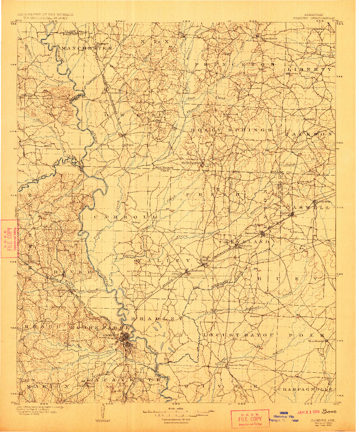 USGS 1:125000-SCALE QUADRANGLE FOR CAMDEN, AR 1903