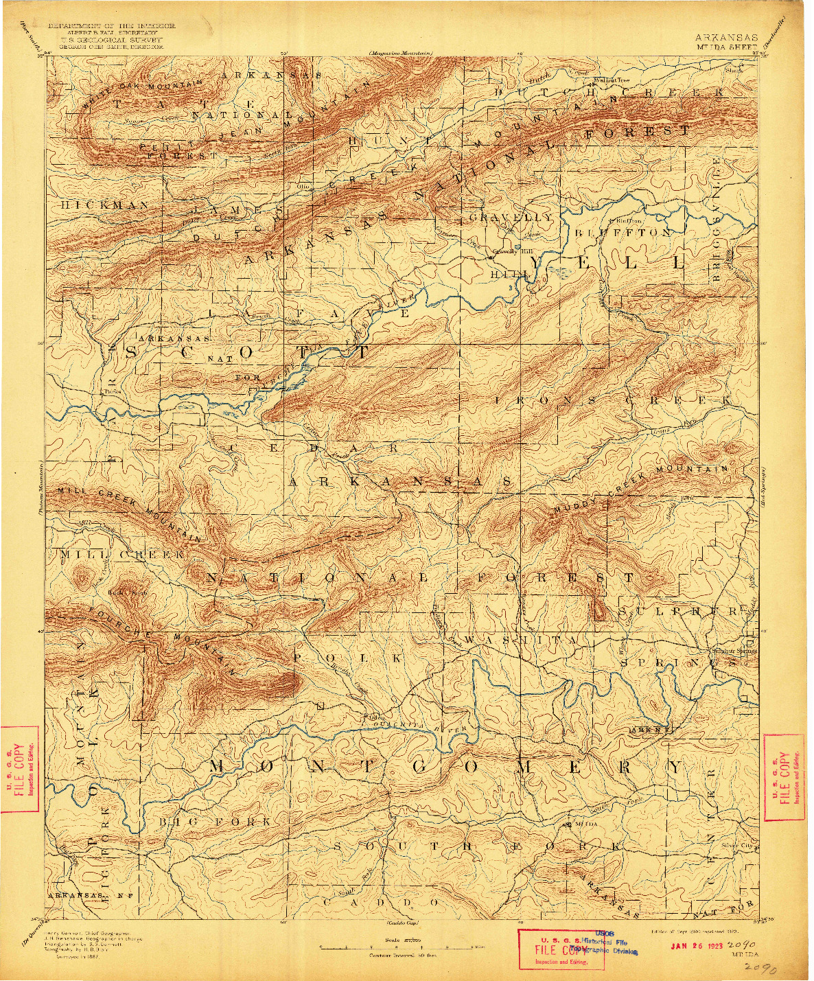 USGS 1:125000-SCALE QUADRANGLE FOR MOUNT IDA, AR 1890