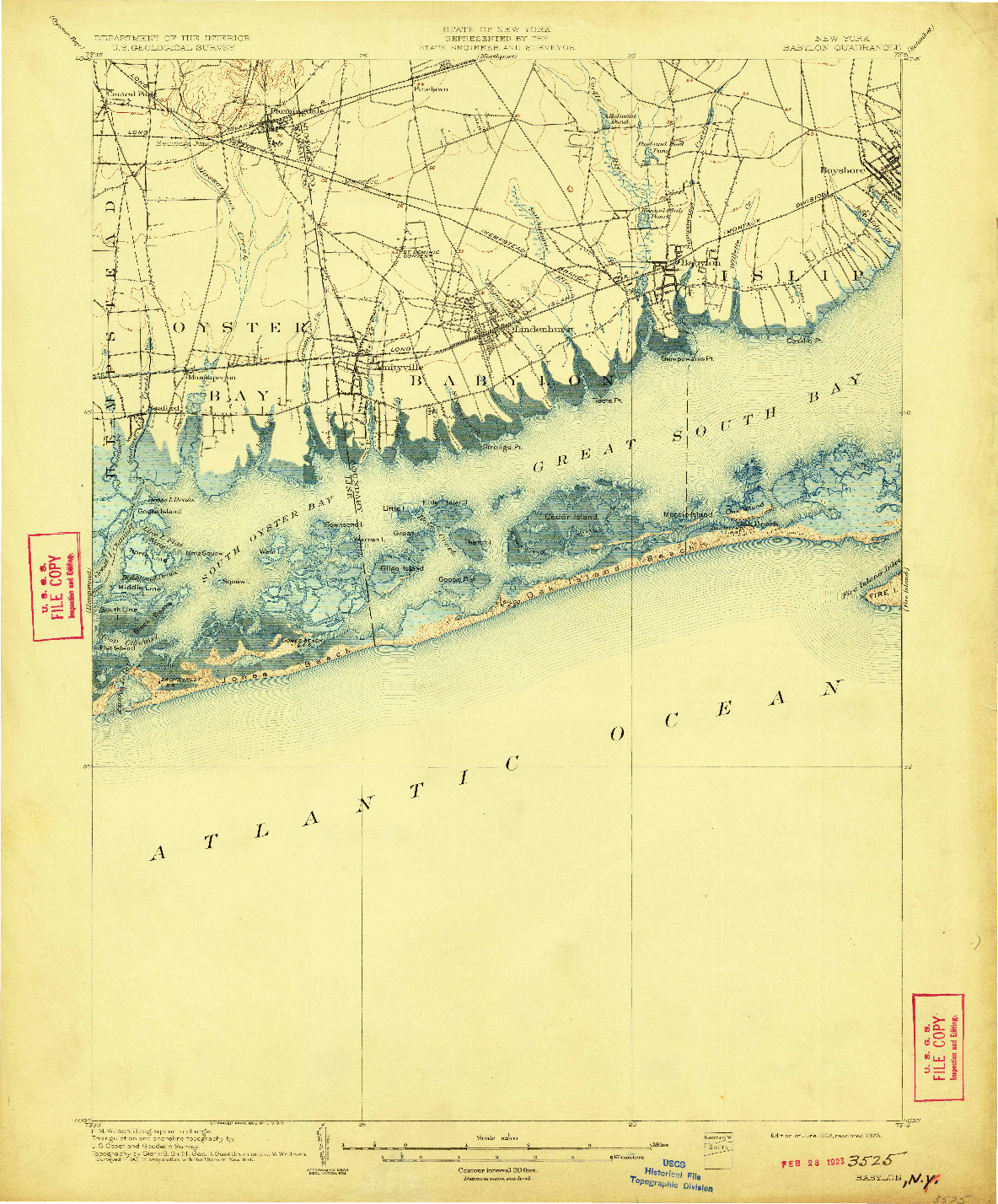 USGS 1:62500-SCALE QUADRANGLE FOR BABYLON, NY 1903