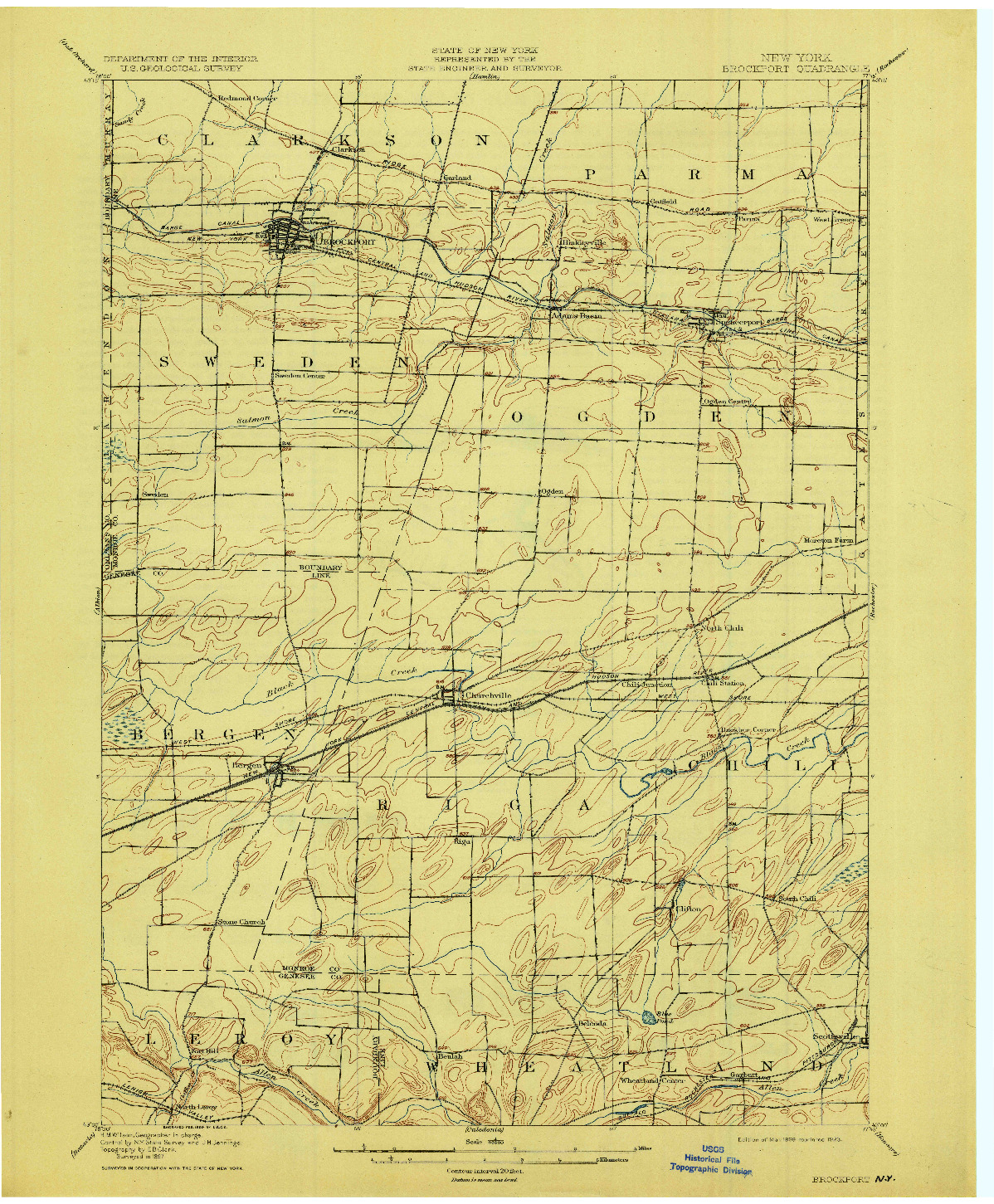 USGS 1:62500-SCALE QUADRANGLE FOR BROCKPORT, NY 1899