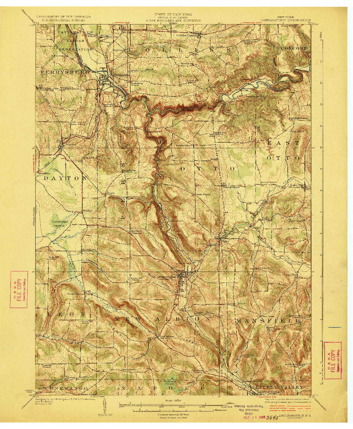 USGS 1:62500-SCALE QUADRANGLE FOR CATTARAUGUS, NY 1923