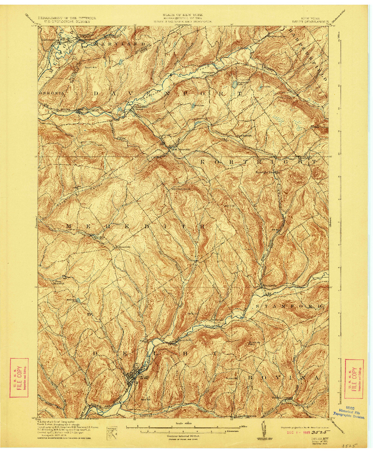 USGS 1:62500-SCALE QUADRANGLE FOR DELHI, NY 1911