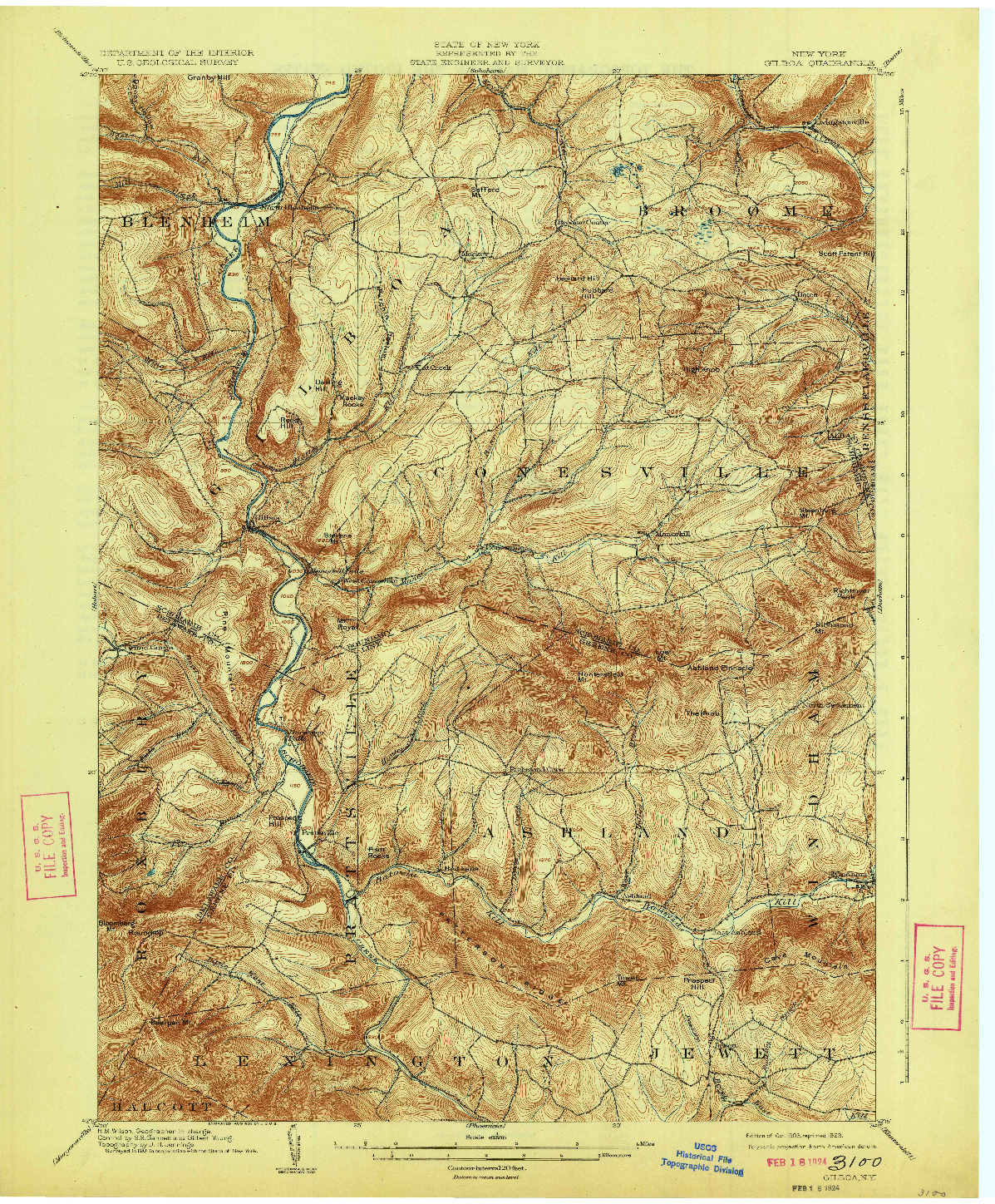 USGS 1:62500-SCALE QUADRANGLE FOR GILBOA, NY 1903