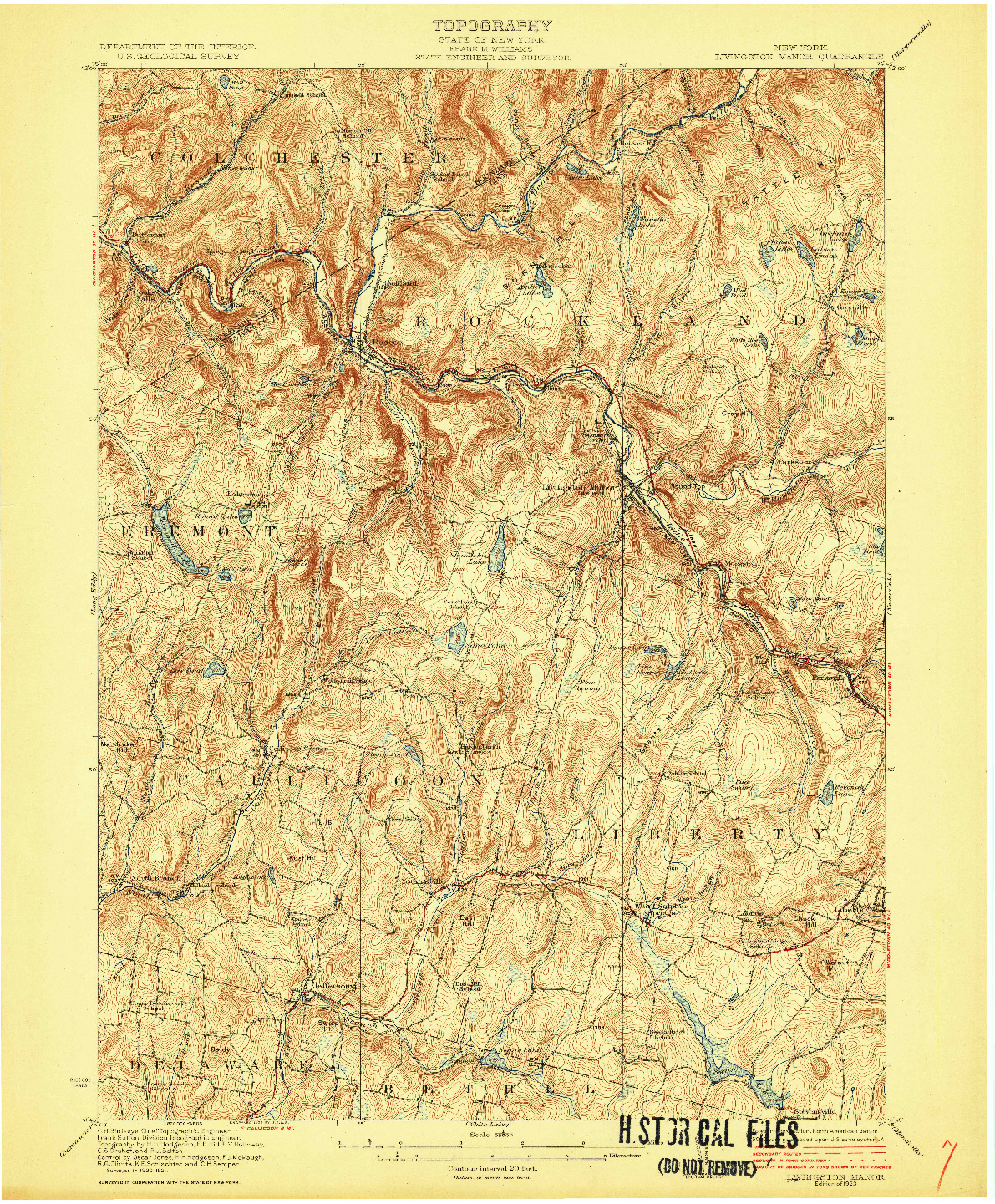 USGS 1:62500-SCALE QUADRANGLE FOR LIVINGSTON MANOR, NY 1923