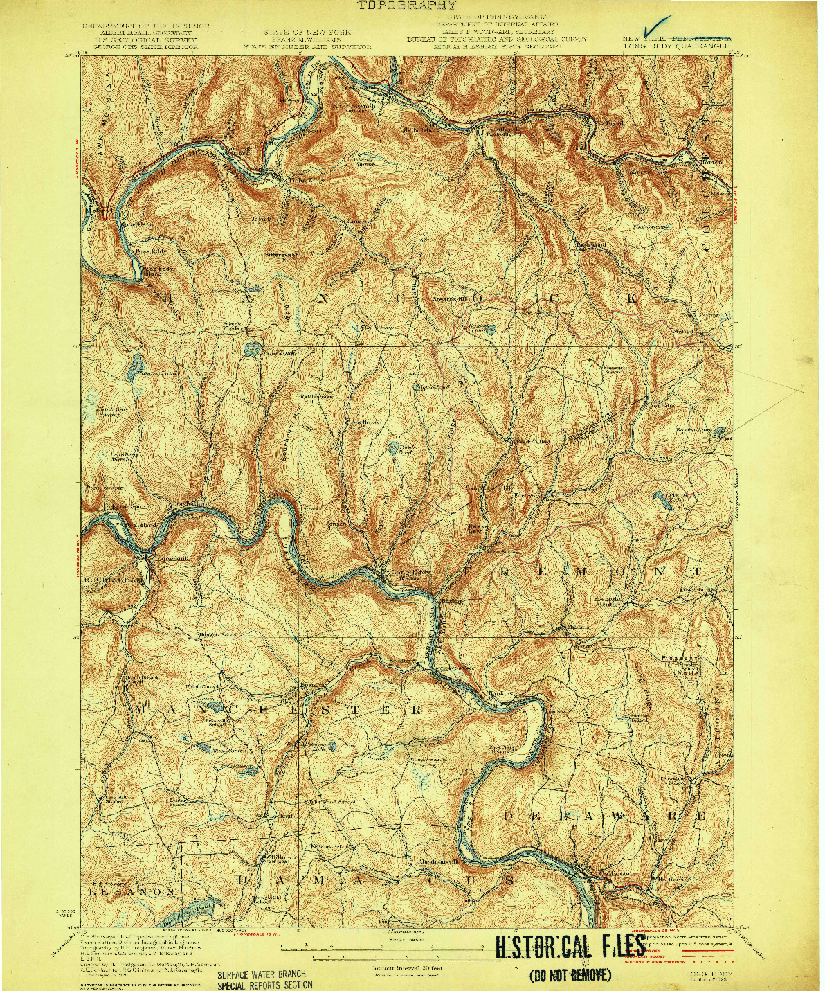 USGS 1:62500-SCALE QUADRANGLE FOR LONG EDDY, NY 1923