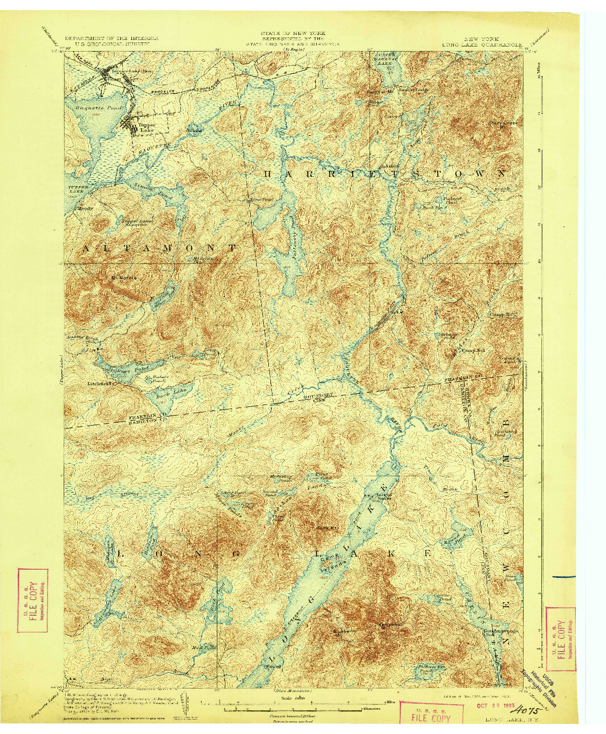 USGS 1:62500-SCALE QUADRANGLE FOR LONG LAKE, NY 1904