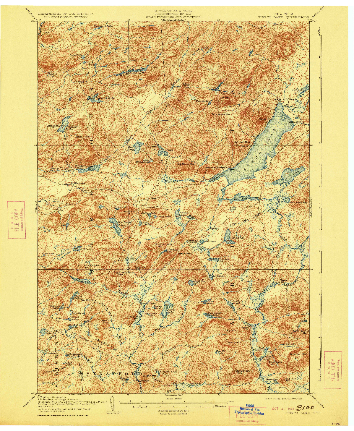 USGS 1:62500-SCALE QUADRANGLE FOR PISECO LAKE, NY 1906