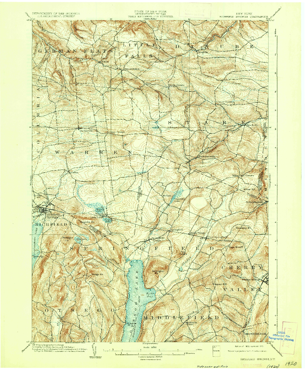 USGS 1:62500-SCALE QUADRANGLE FOR RICHFIELD SPRINGS, NY 1903