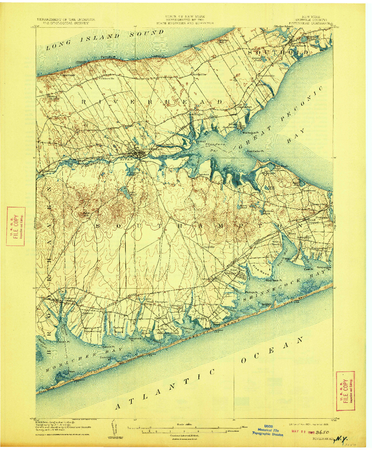 USGS 1:62500-SCALE QUADRANGLE FOR RIVERHEAD, NY 1904