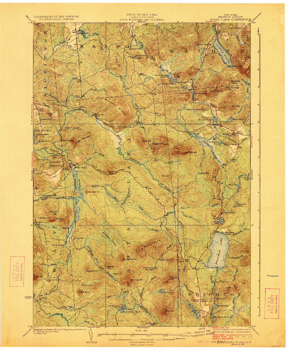 USGS 1:62500-SCALE QUADRANGLE FOR SANTA CLARA, NY 1923