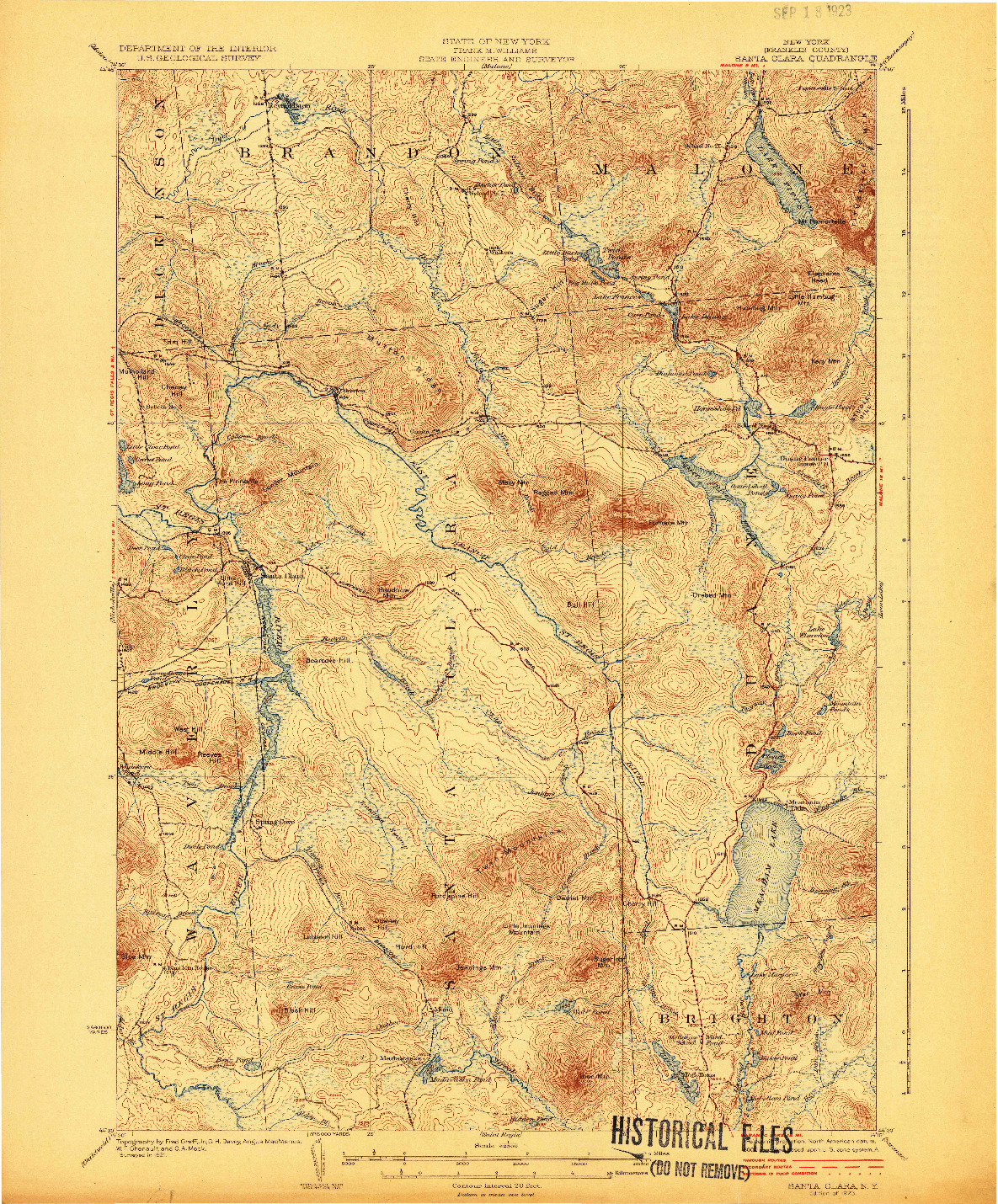 USGS 1:62500-SCALE QUADRANGLE FOR SANTA CLARA, NY 1923