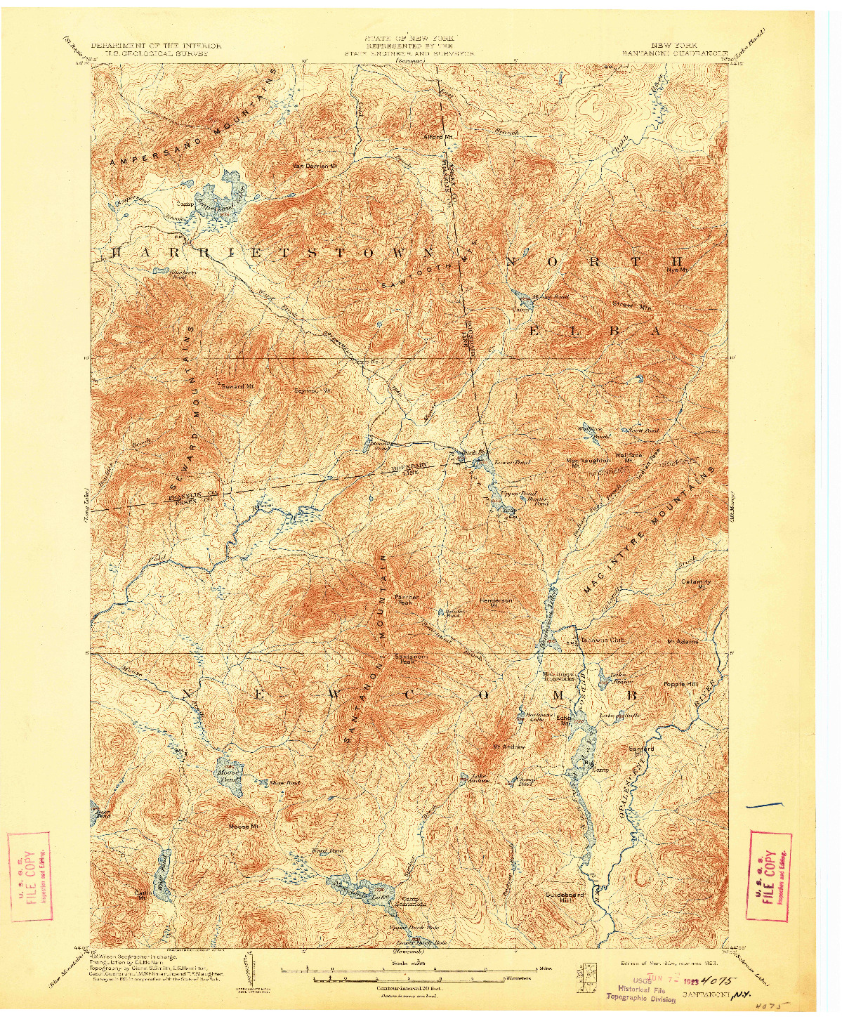 USGS 1:62500-SCALE QUADRANGLE FOR SANTANONI, NY 1904