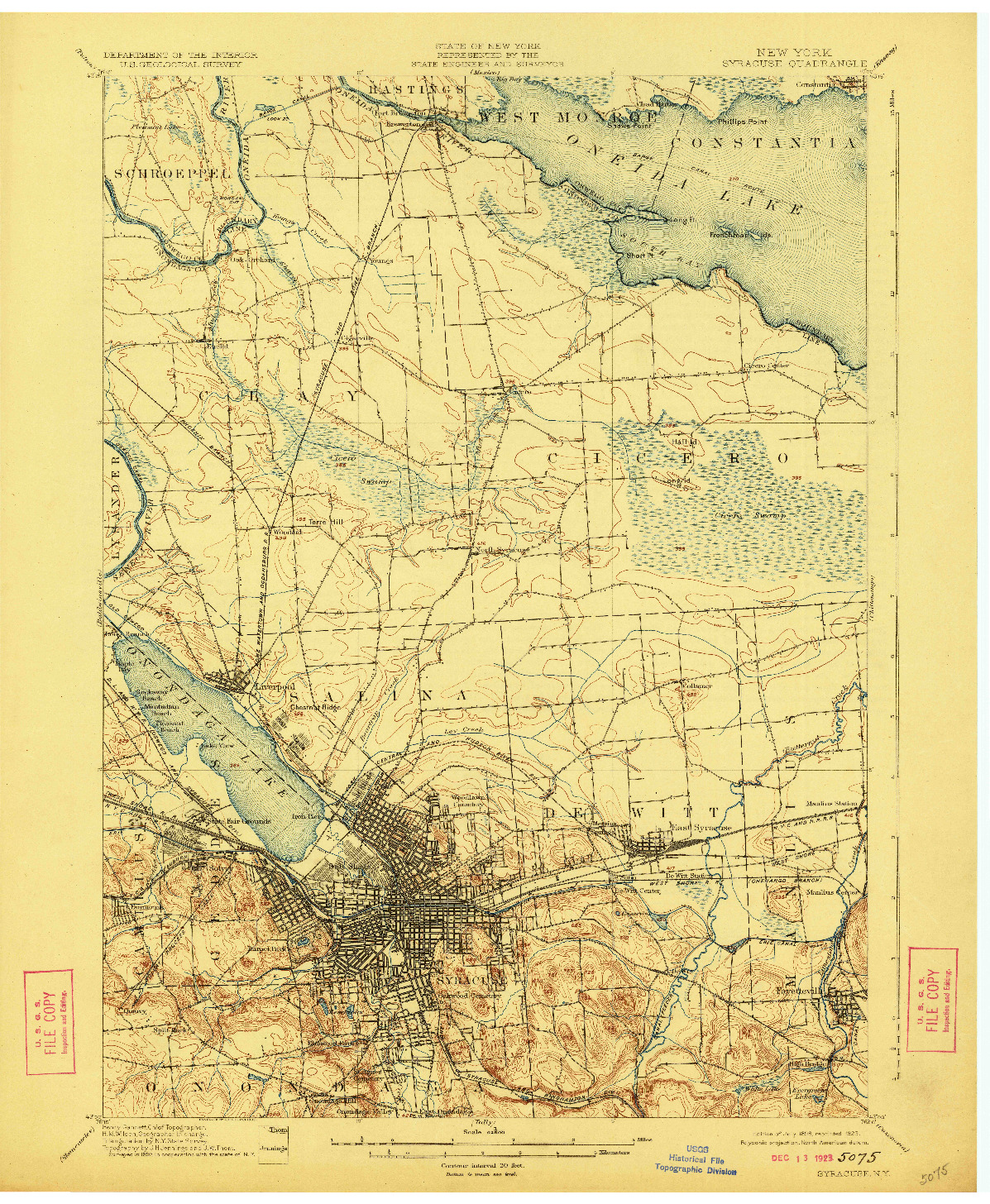 USGS 1:62500-SCALE QUADRANGLE FOR SYRACUSE, NY 1898