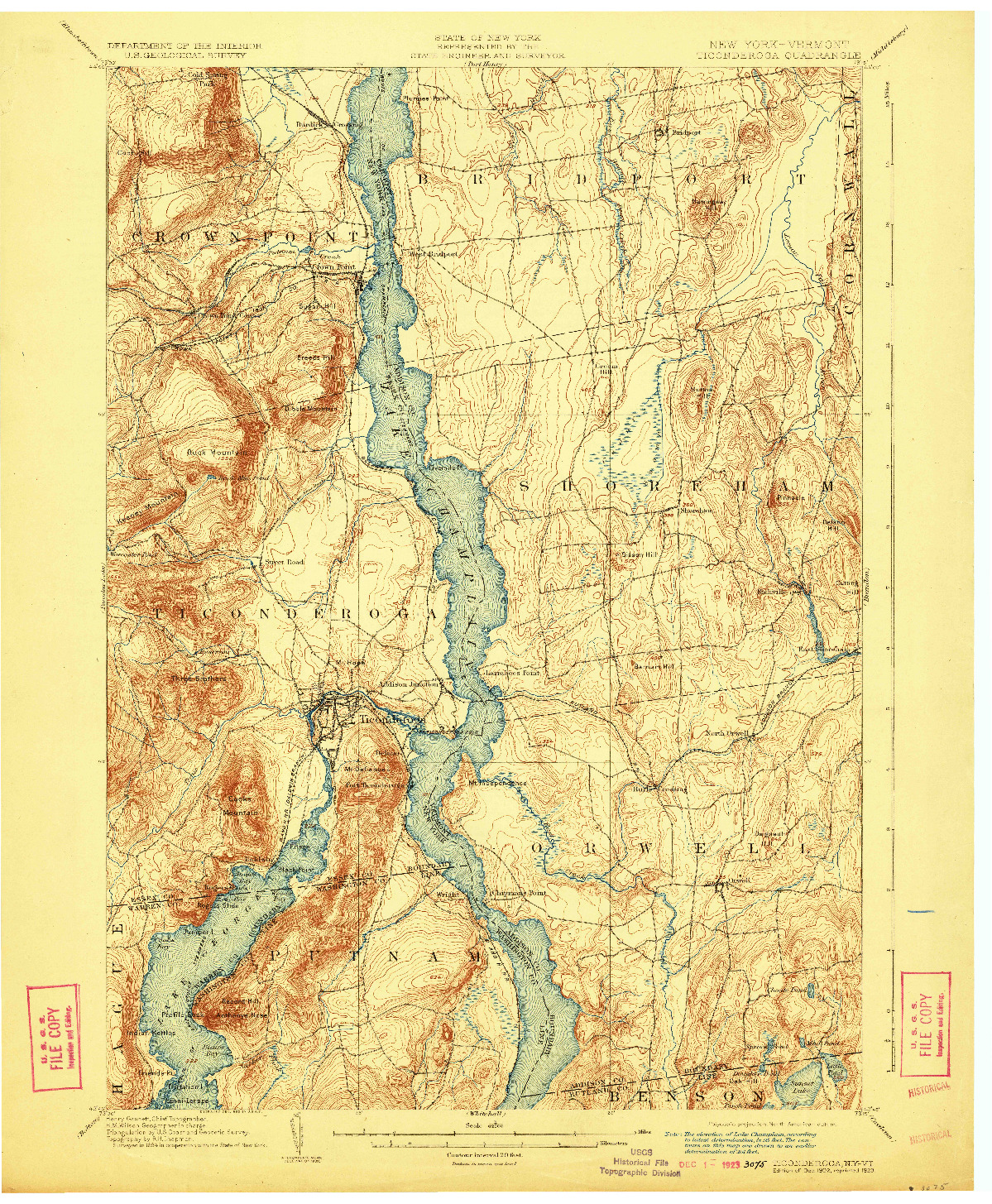 USGS 1:62500-SCALE QUADRANGLE FOR TICONDEROGA, NY 1902