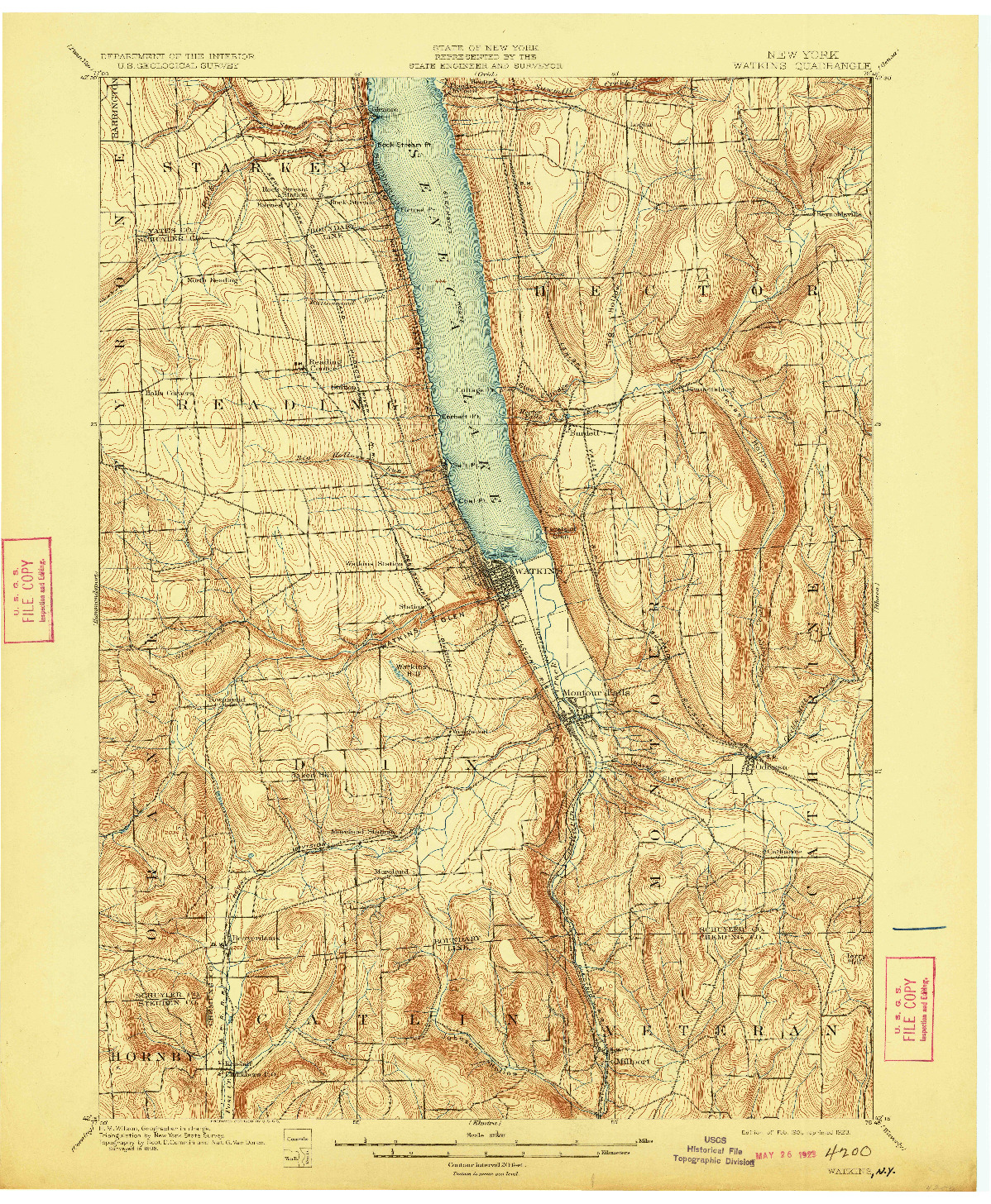 USGS 1:62500-SCALE QUADRANGLE FOR WATKINS, NY 1901