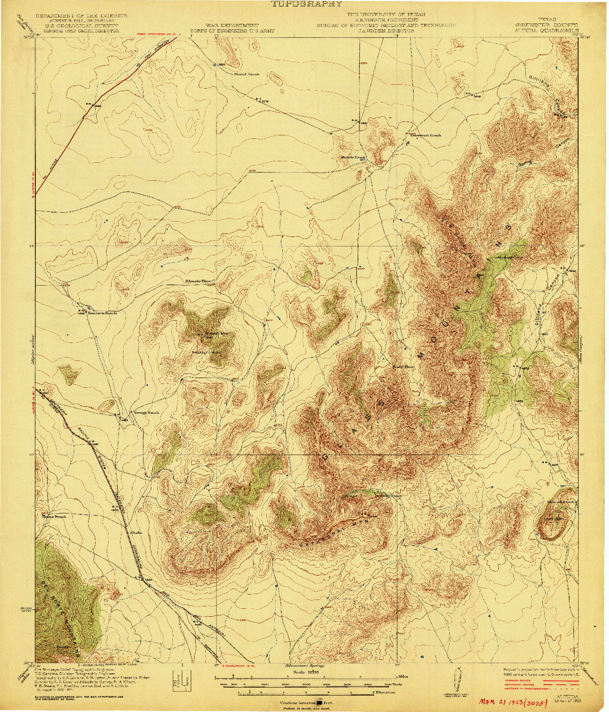 USGS 1:62500-SCALE QUADRANGLE FOR ALTUDA, TX 1923