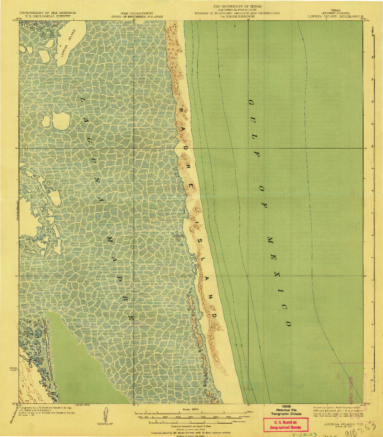 USGS 1:62500-SCALE QUADRANGLE FOR LOPENA ISLAND, TX 1923