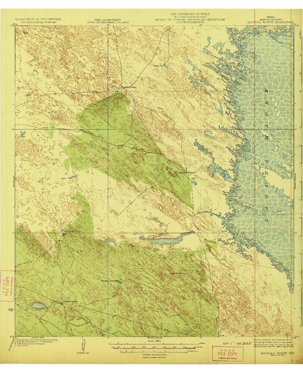 USGS 1:62500-SCALE QUADRANGLE FOR SALTILLO RANCH, TX 1923