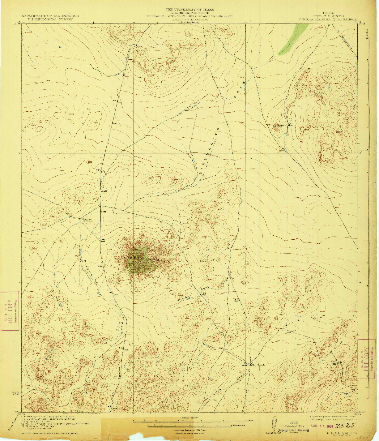 USGS 1:62500-SCALE QUADRANGLE FOR SIERRA MADERA, TX 1923