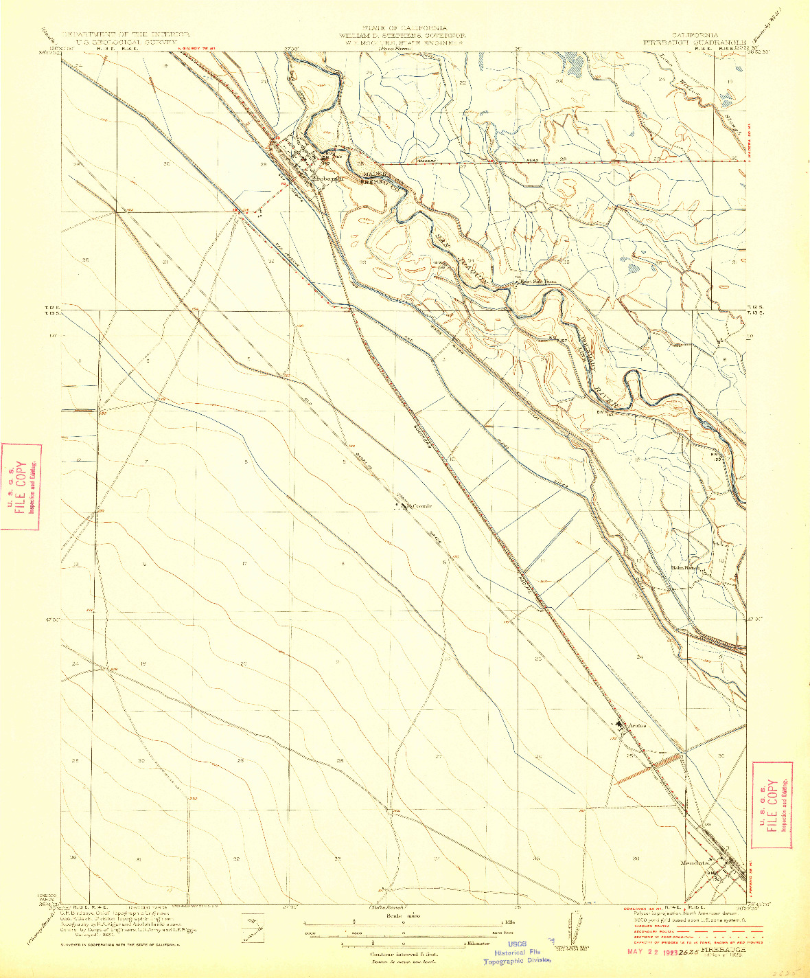 USGS 1:31680-SCALE QUADRANGLE FOR FIREBAUGH, CA 1923