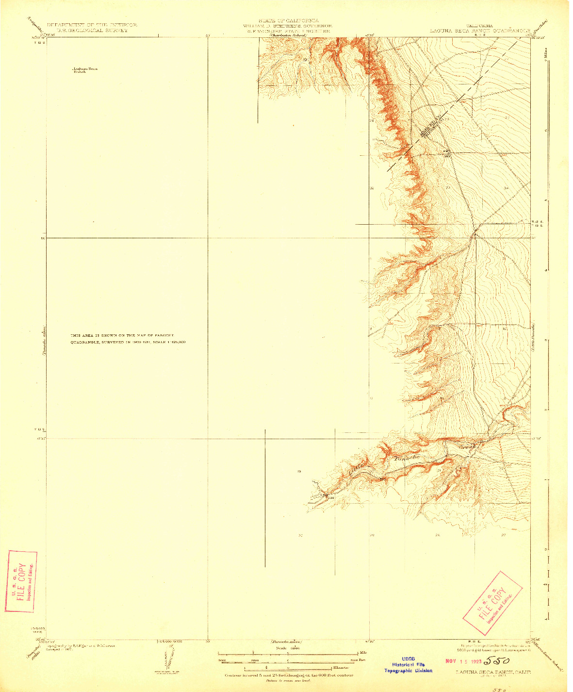 USGS 1:31680-SCALE QUADRANGLE FOR LAGUNA SECA RANCH, CA 1923