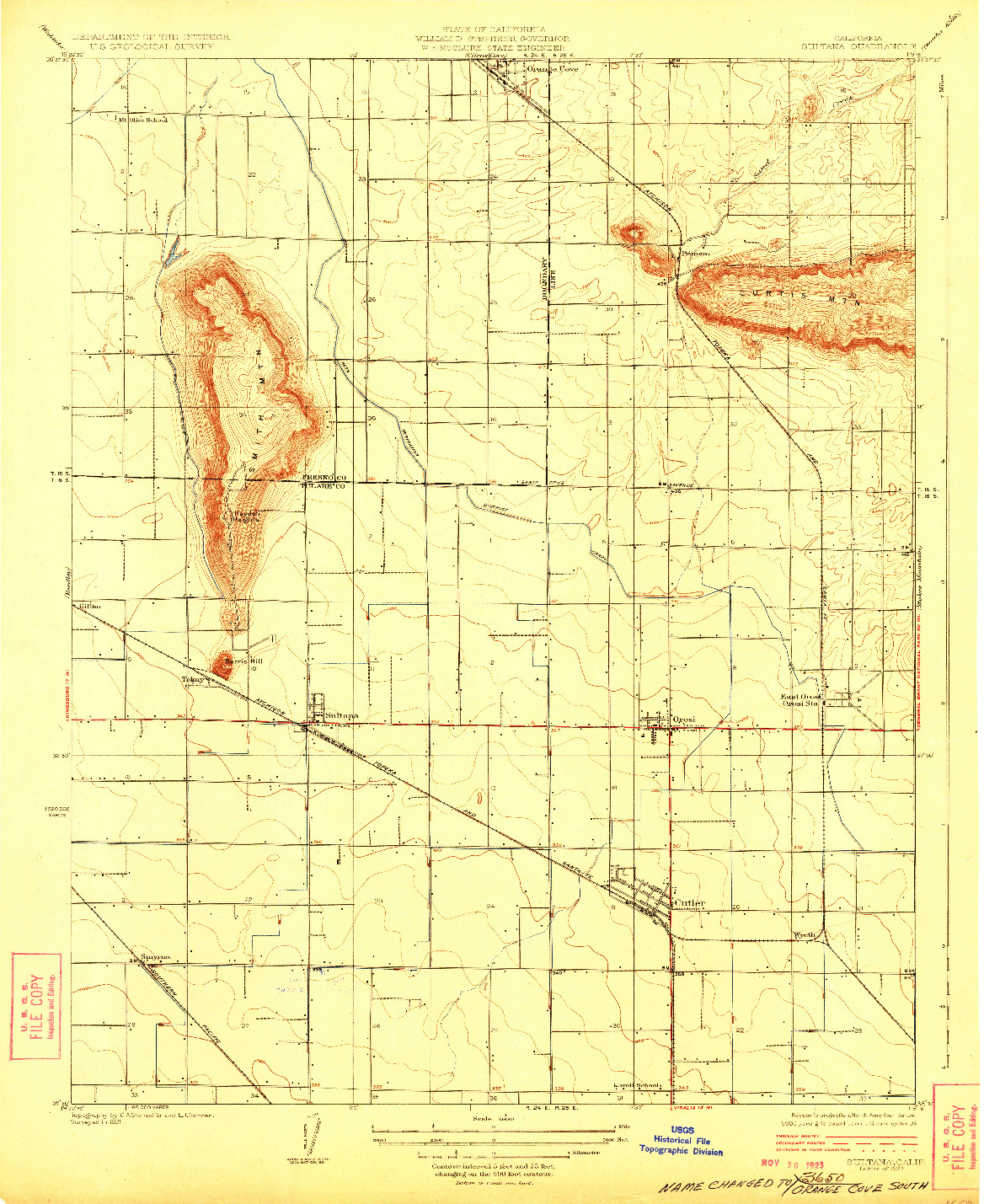 USGS 1:31680-SCALE QUADRANGLE FOR SULTANA, CA 1923