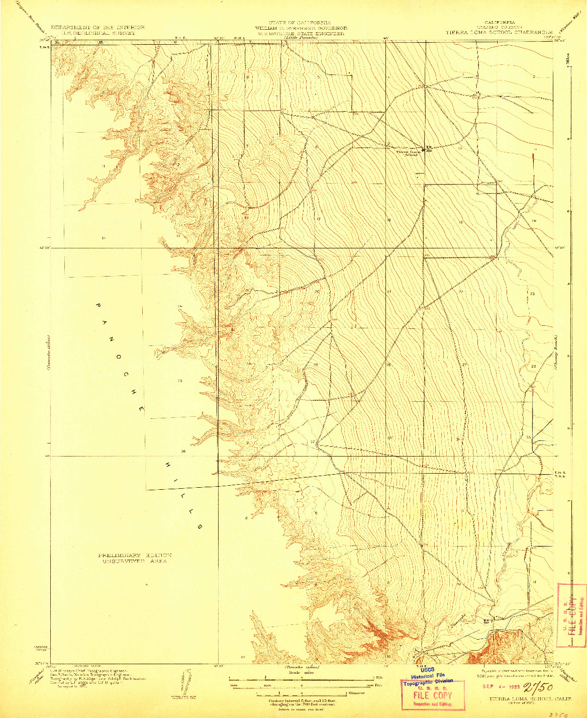 USGS 1:31680-SCALE QUADRANGLE FOR TIERRA LOMA SCHOOL, CA 1923