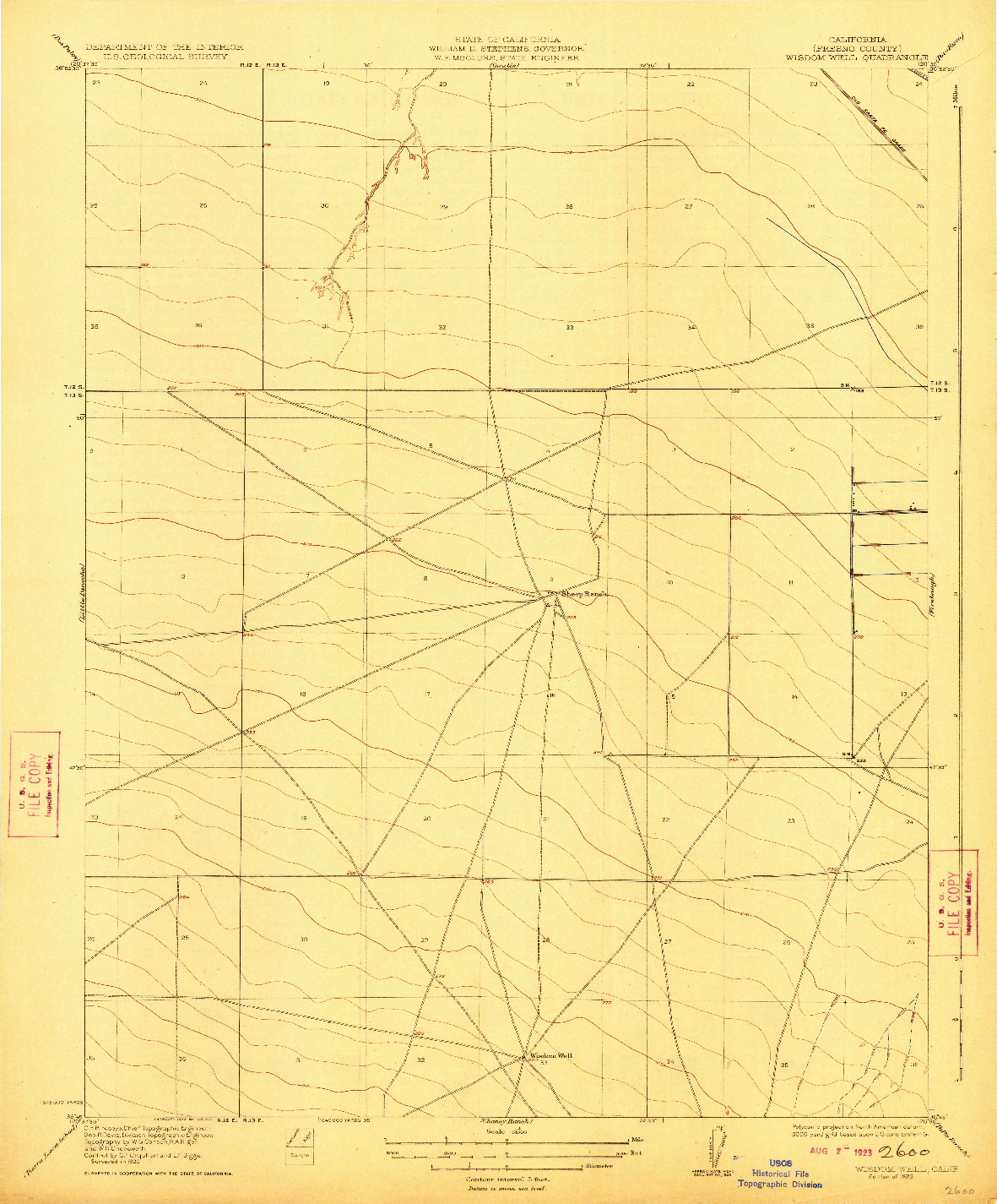 USGS 1:31680-SCALE QUADRANGLE FOR WISDOM WELL, CA 1923