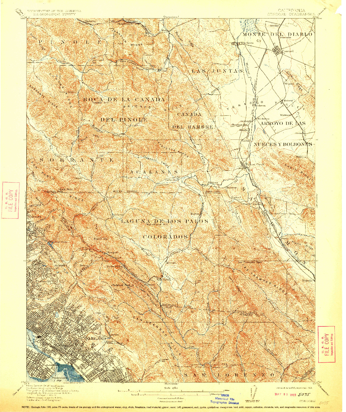 USGS 1:62500-SCALE QUADRANGLE FOR CONCORD, CA 1915