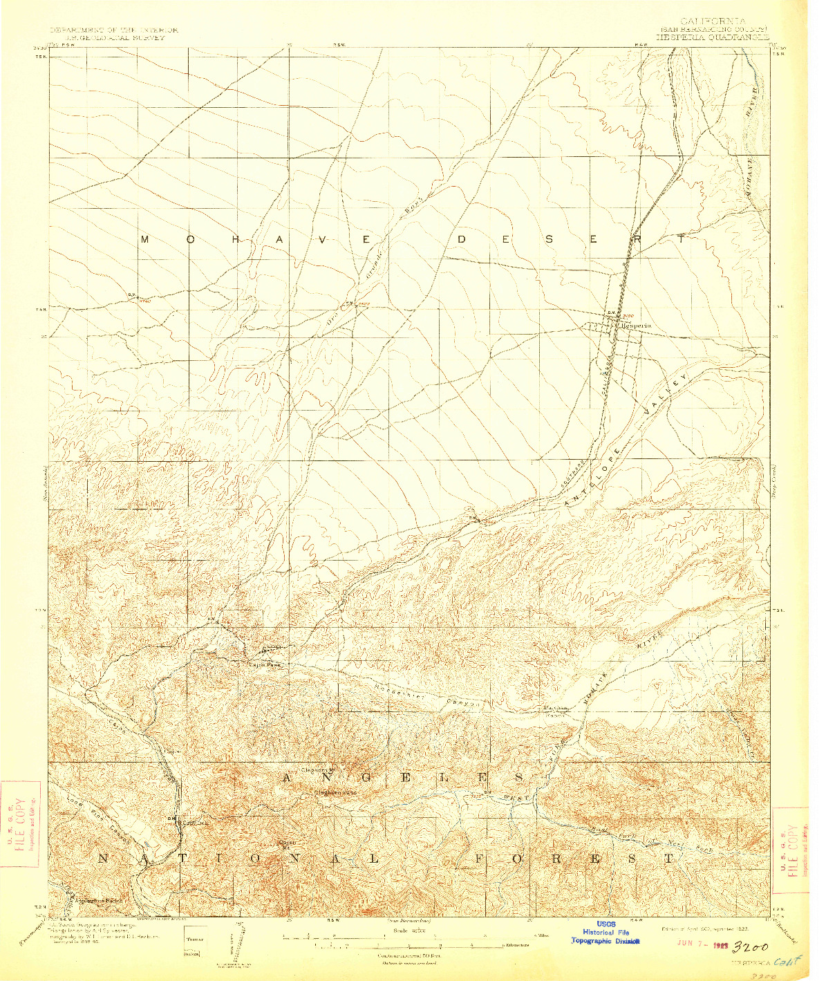 USGS 1:62500-SCALE QUADRANGLE FOR HESPERIA, CA 1902