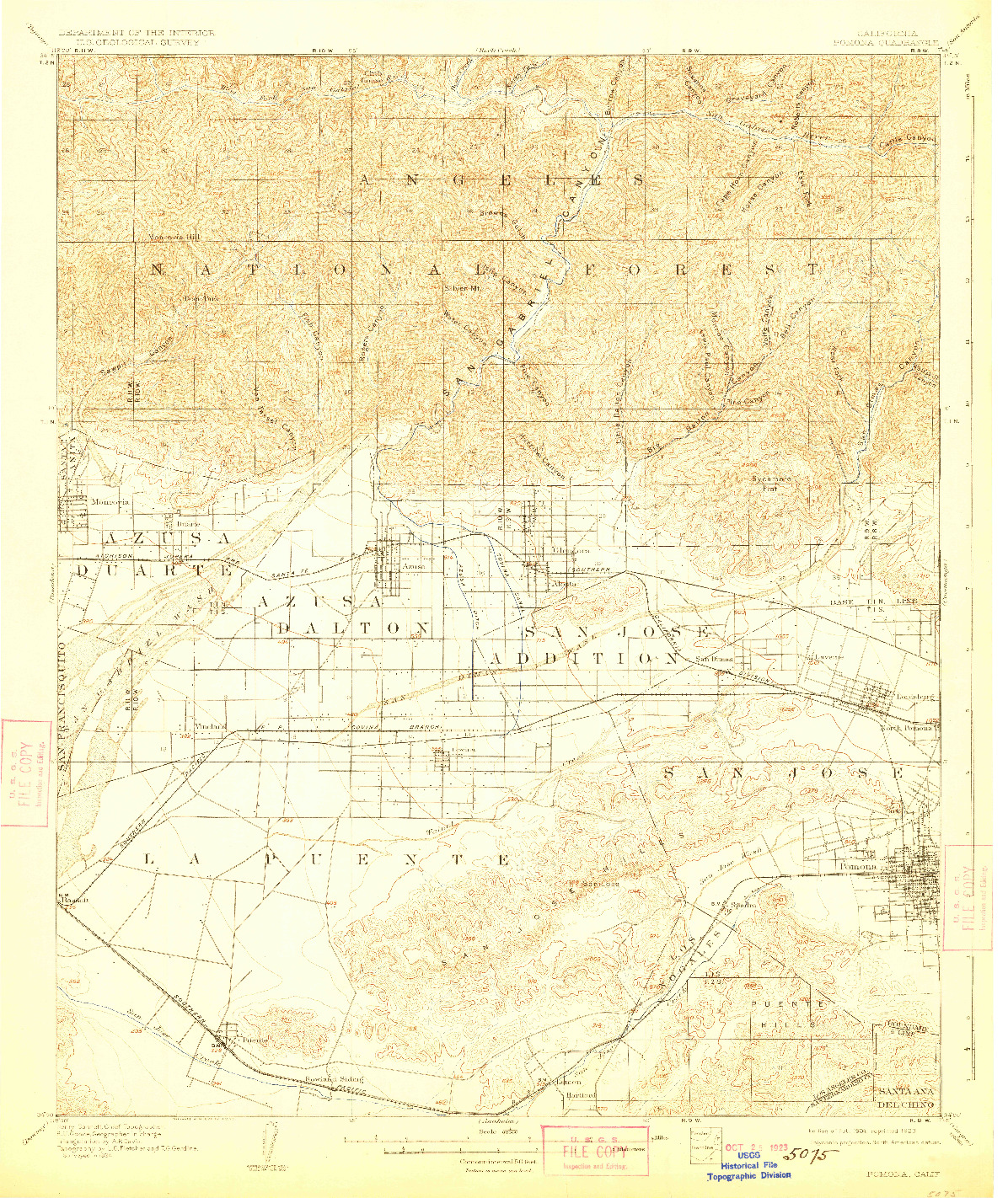 USGS 1:62500-SCALE QUADRANGLE FOR POMONA, CA 1904