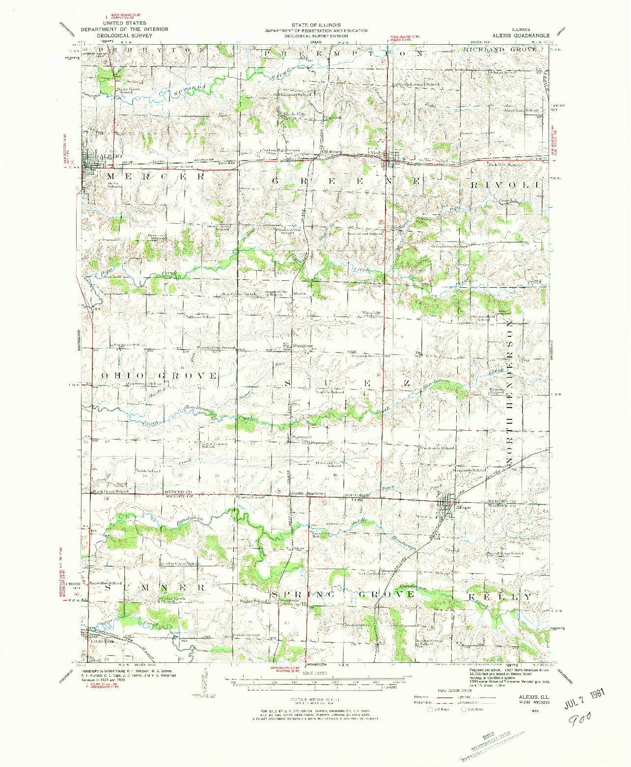 USGS 1:62500-SCALE QUADRANGLE FOR ALEXIS, IL 1923