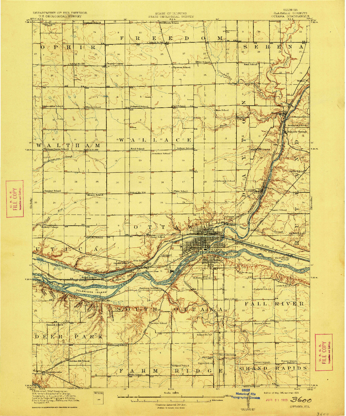 USGS 1:62500-SCALE QUADRANGLE FOR OTTAWA, IL 1915