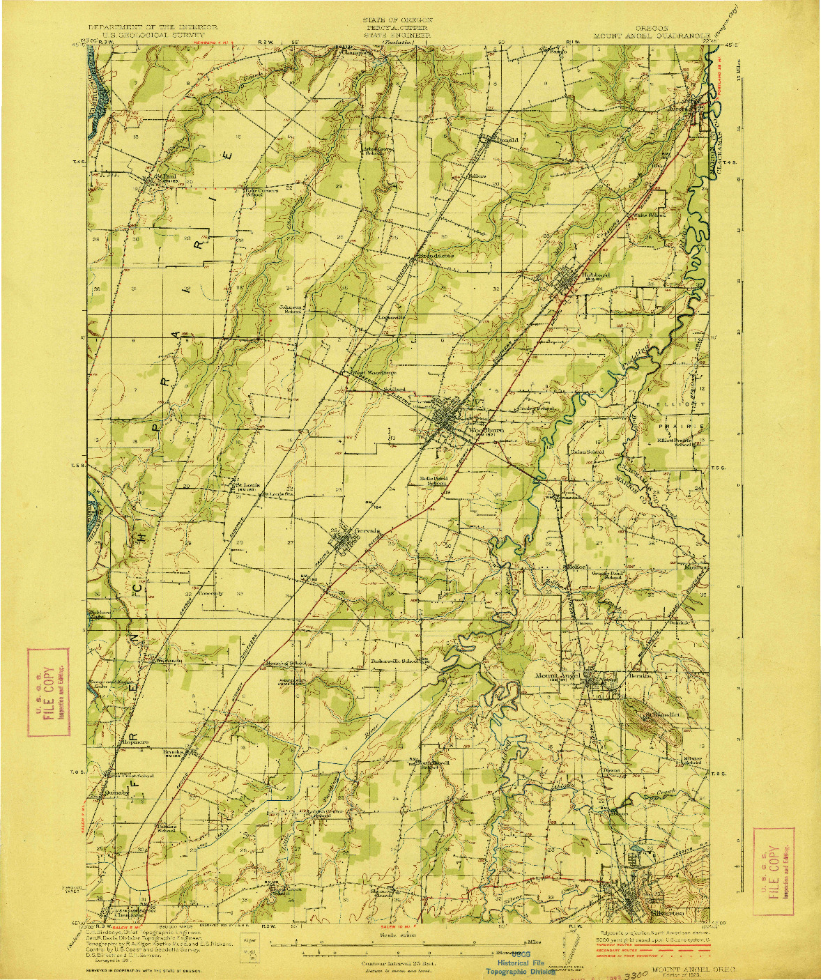 USGS 1:62500-SCALE QUADRANGLE FOR MOUNT ANGEL, OR 1923