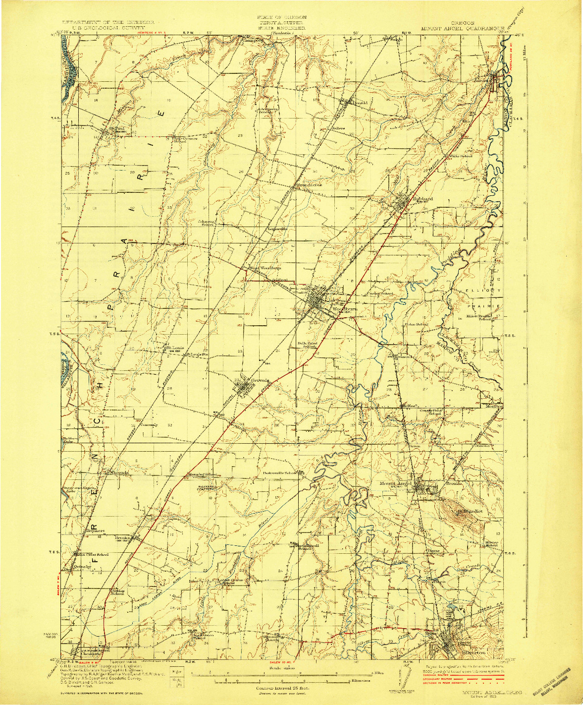 USGS 1:62500-SCALE QUADRANGLE FOR MOUNT ANGEL, OR 1923