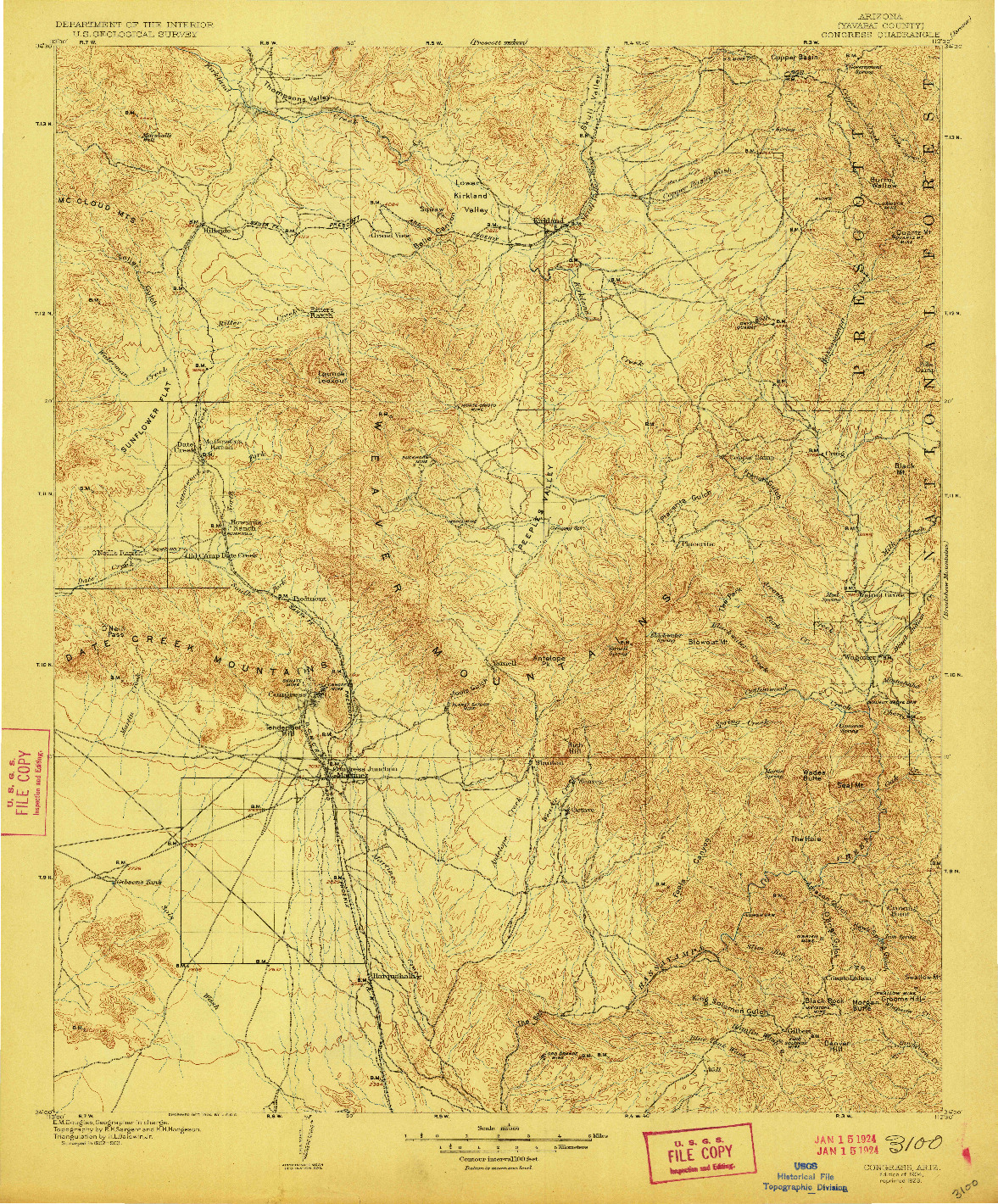 USGS 1:125000-SCALE QUADRANGLE FOR CONGRESS, AZ 1904