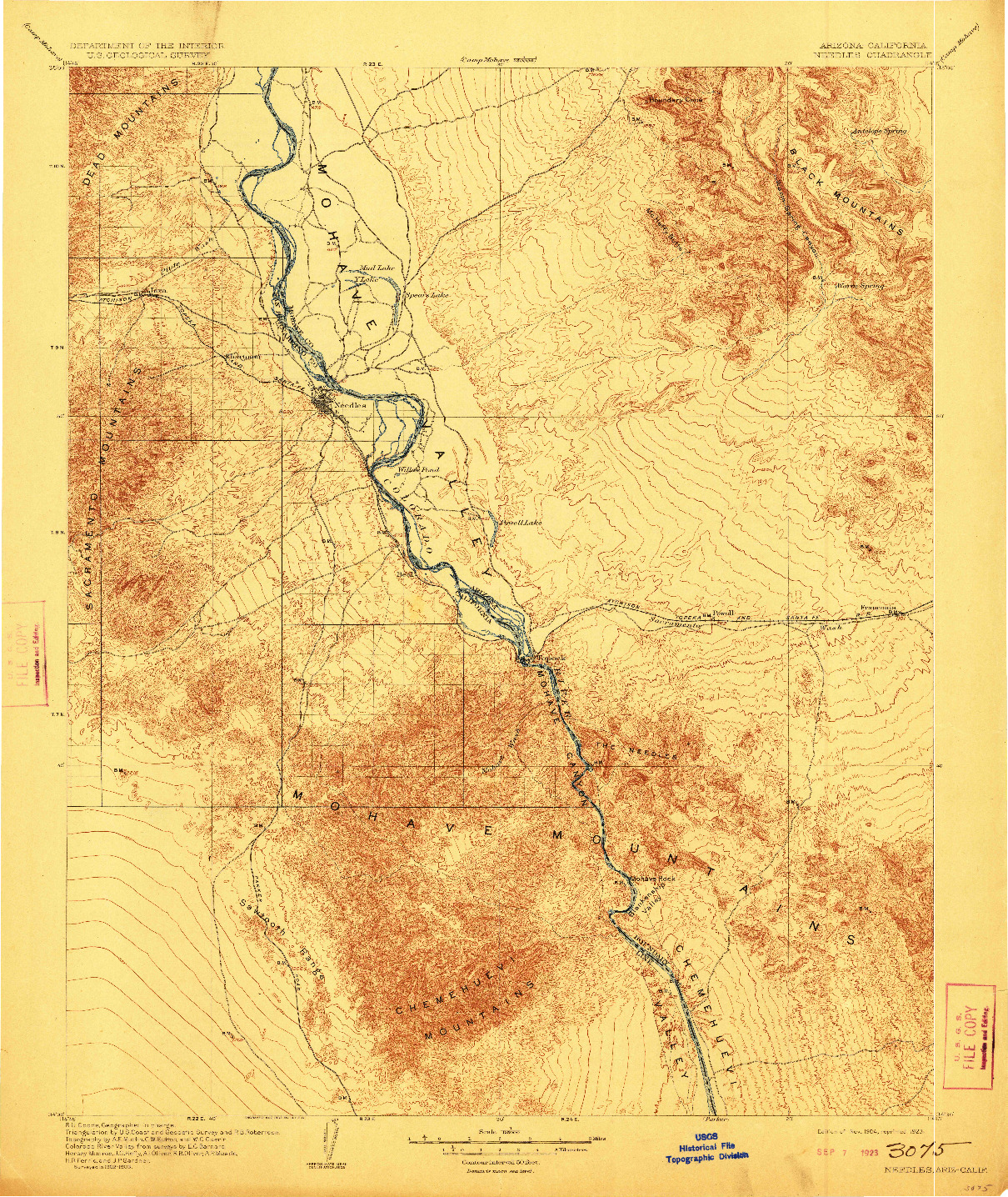 USGS 1:125000-SCALE QUADRANGLE FOR NEEDLES, AZ 1904