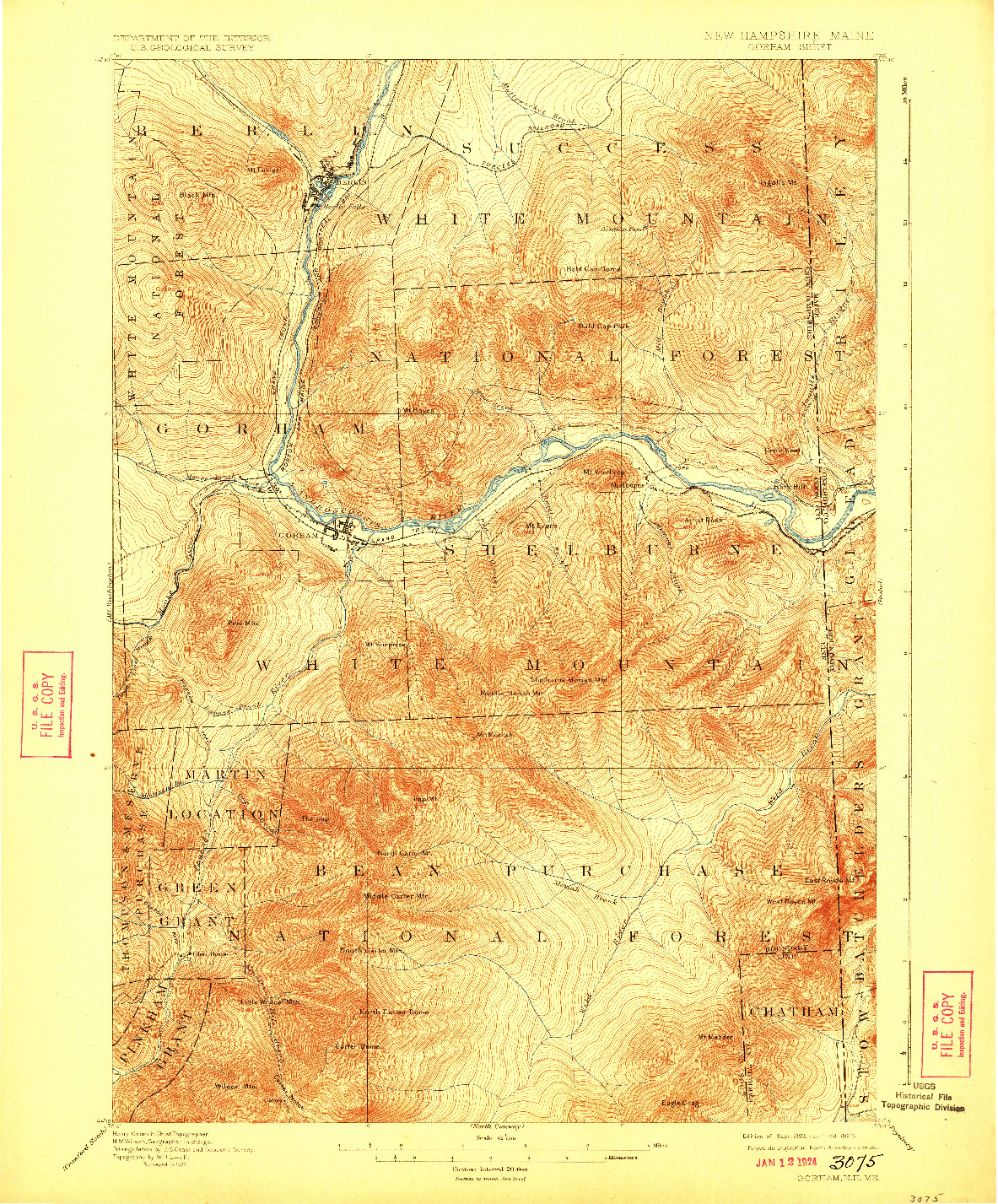 USGS 1:62500-SCALE QUADRANGLE FOR GORHAM, NH 1893