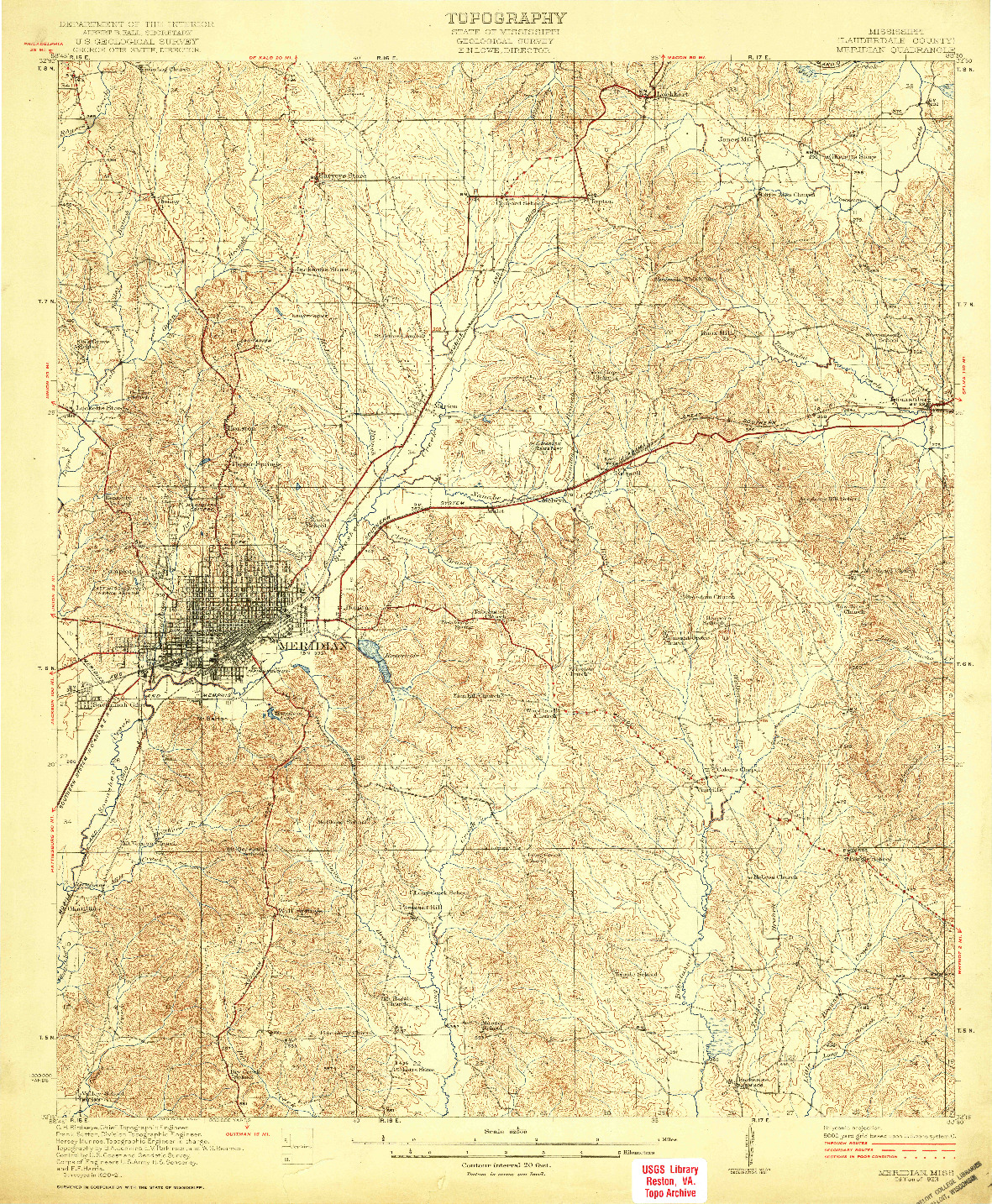 USGS 1:62500-SCALE QUADRANGLE FOR MERIDIAN, MS 1923