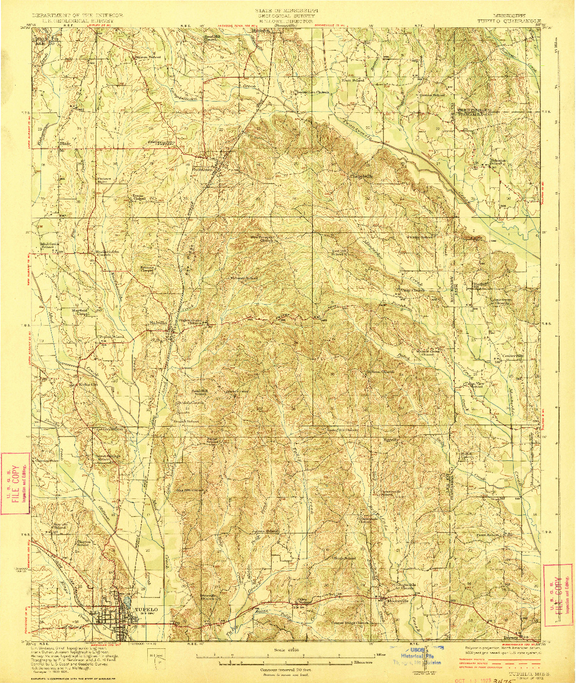 USGS 1:62500-SCALE QUADRANGLE FOR TUPELO, MS 1923