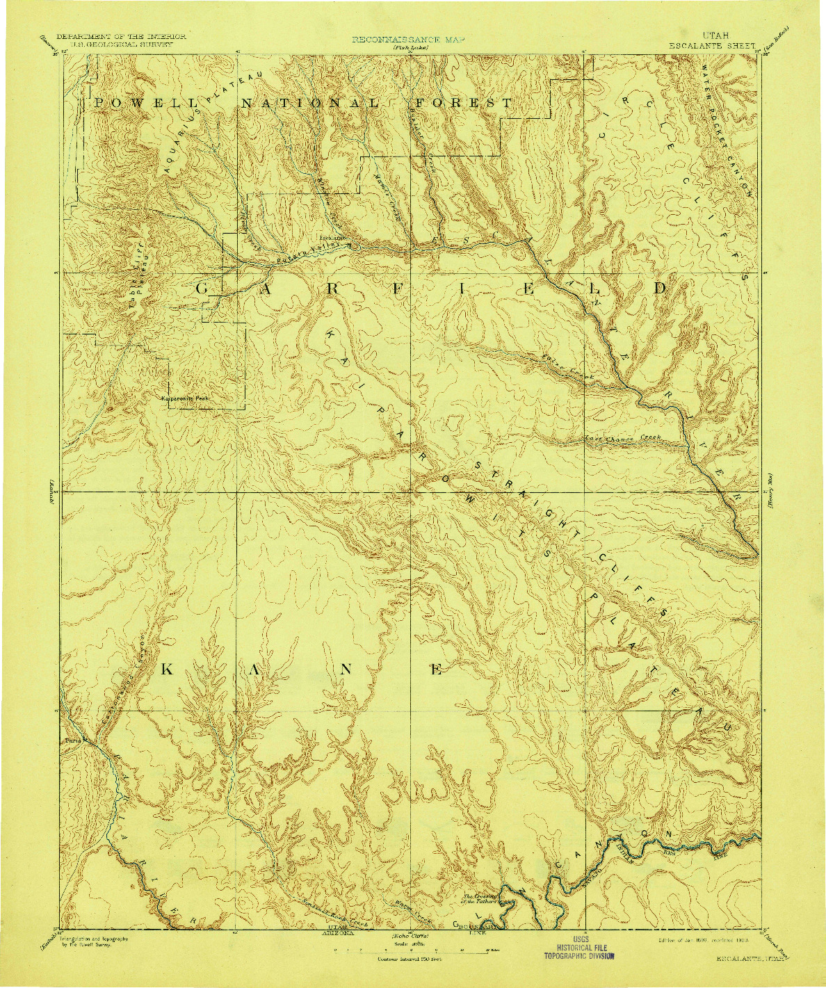 USGS 1:250000-SCALE QUADRANGLE FOR ESCALANTE, UT 1886